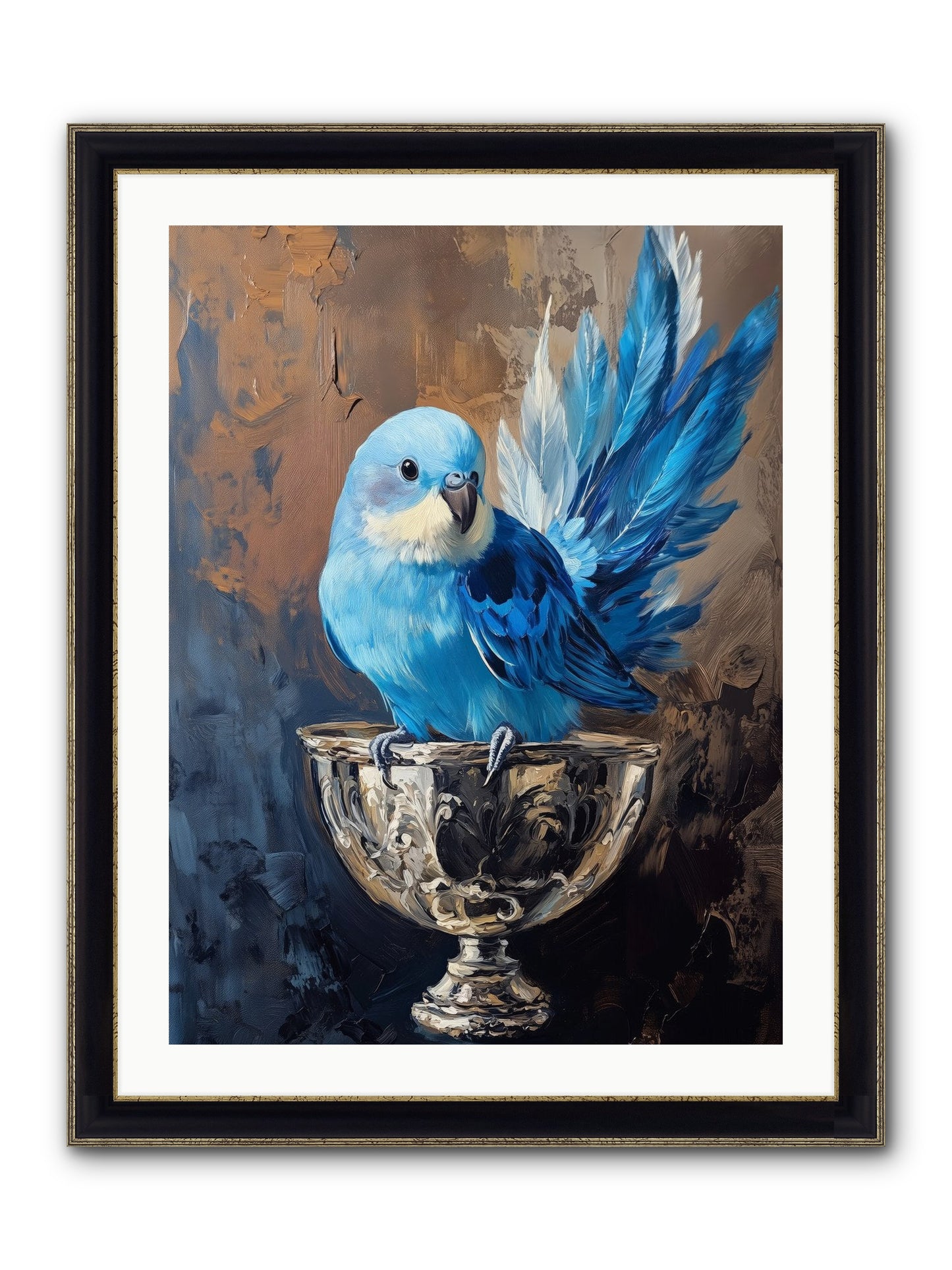 Azure Serenade Framed Print - Black & Gold 24x32
