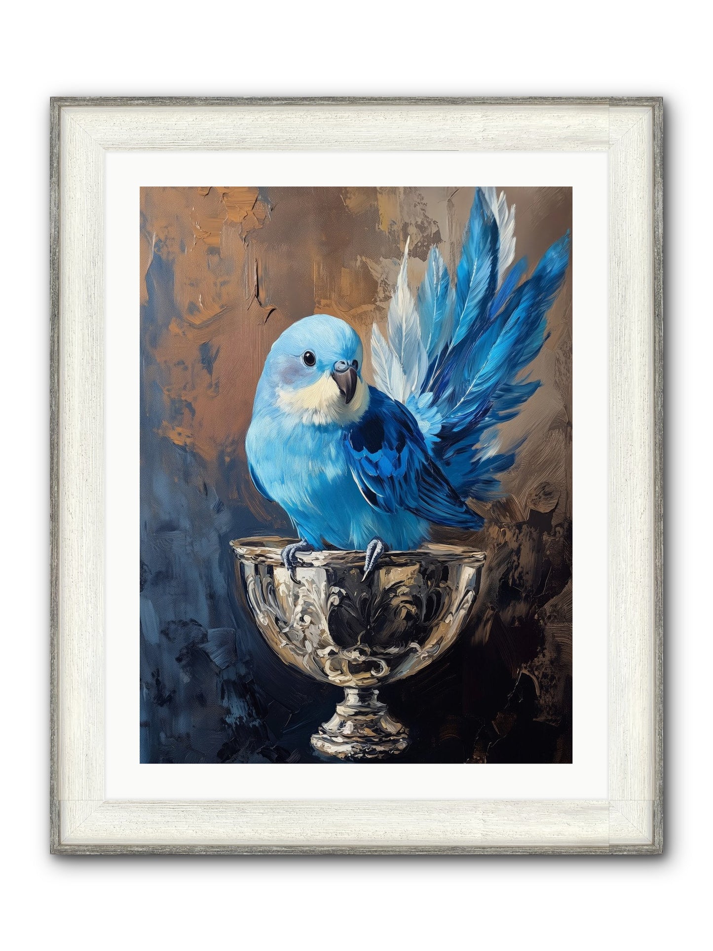 Azure Serenade Framed Print - Driftwood White 24x32
