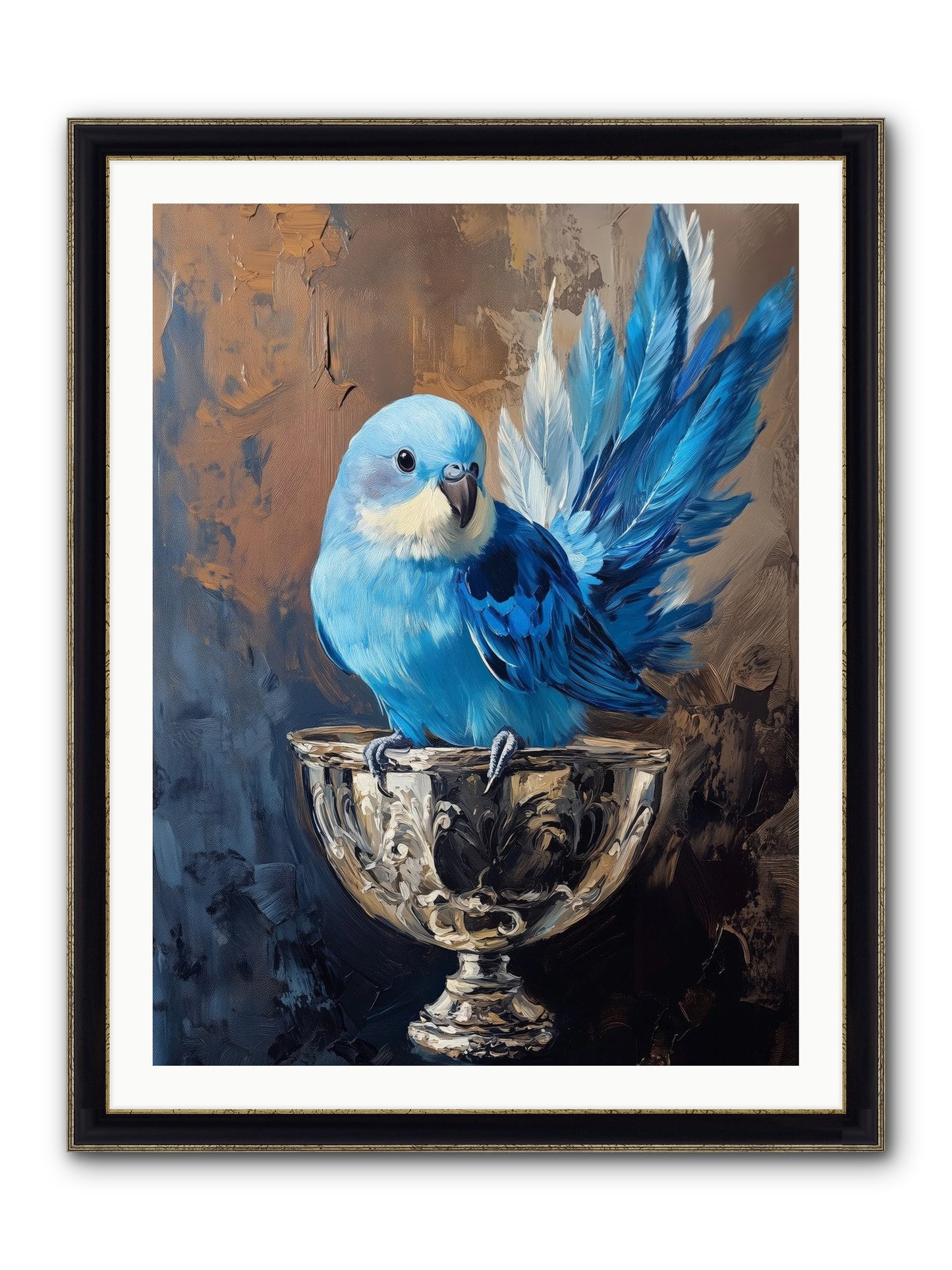 Azure Serenade Framed Print - Black & Gold 30x40