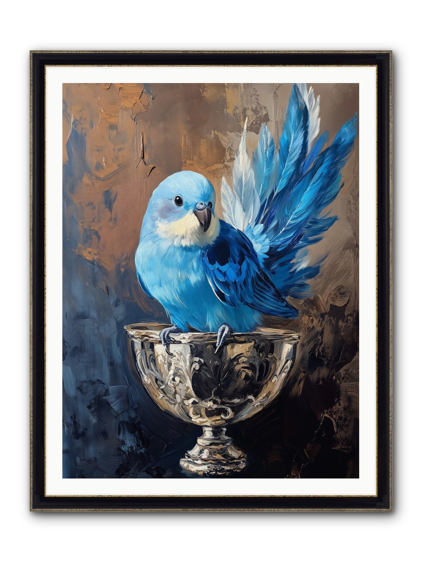 Azure Serenade Framed Print - Black & Gold 36x48