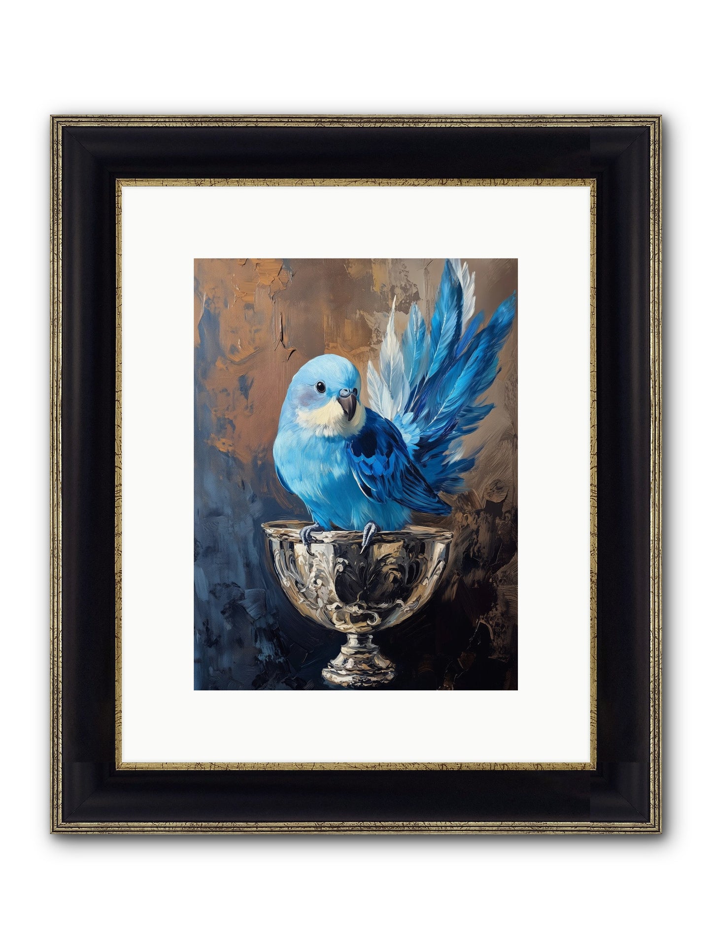 Azure Serenade Framed Print - Black & Gold 9x12