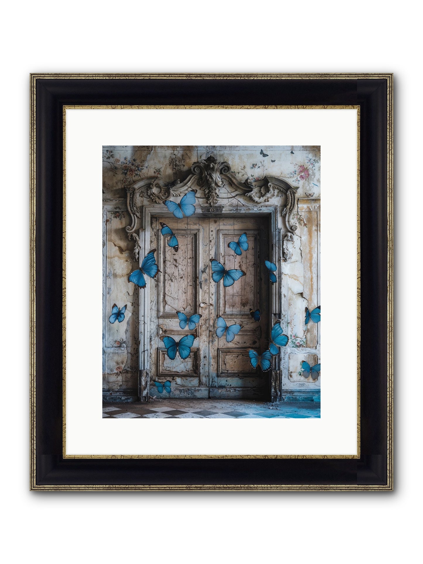 Azure Wings At Parisian Portals Framed Print - Black & Gold 12x15