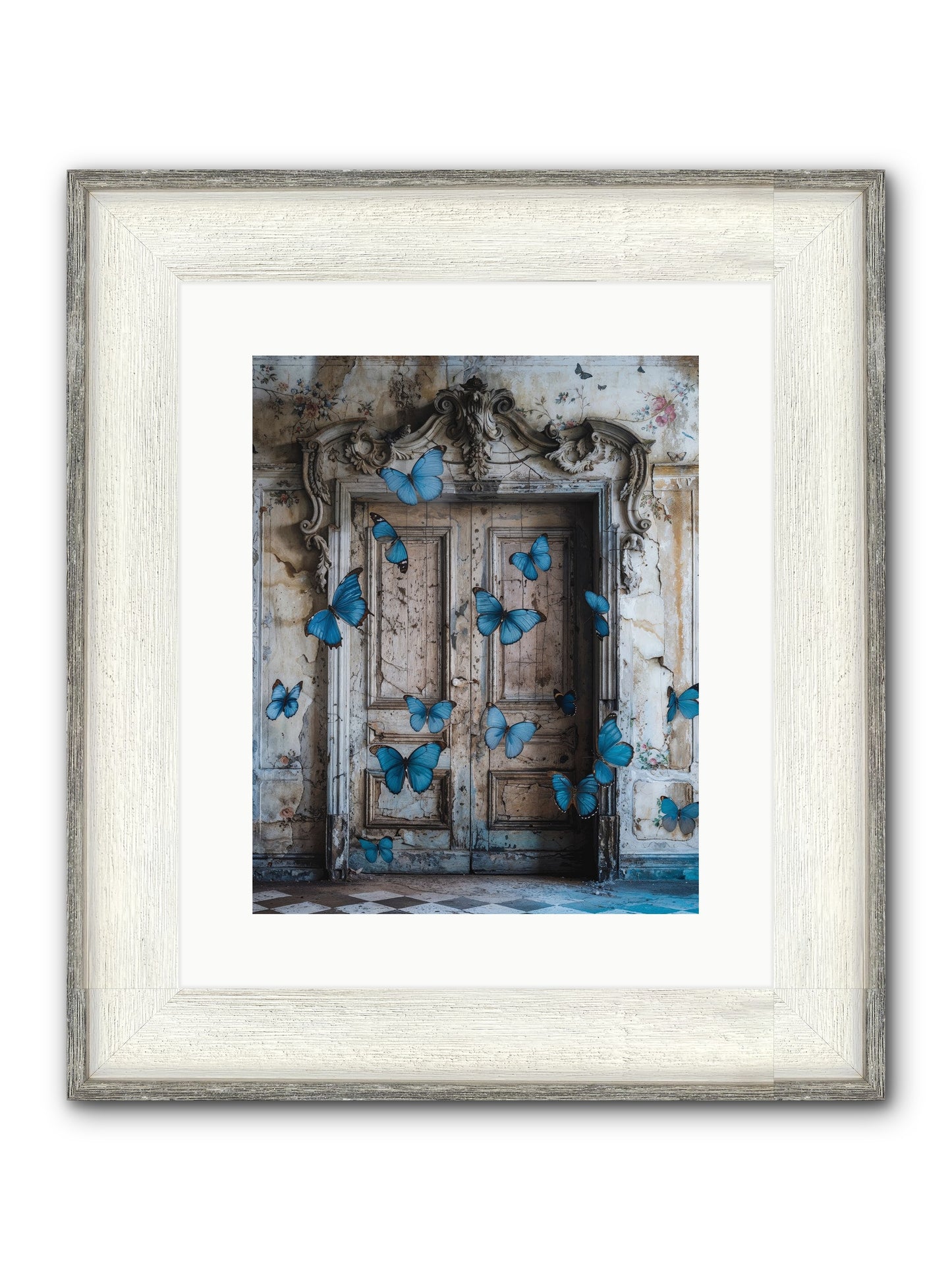 Azure Wings At Parisian Portals Framed Print - Driftwood White 12x15