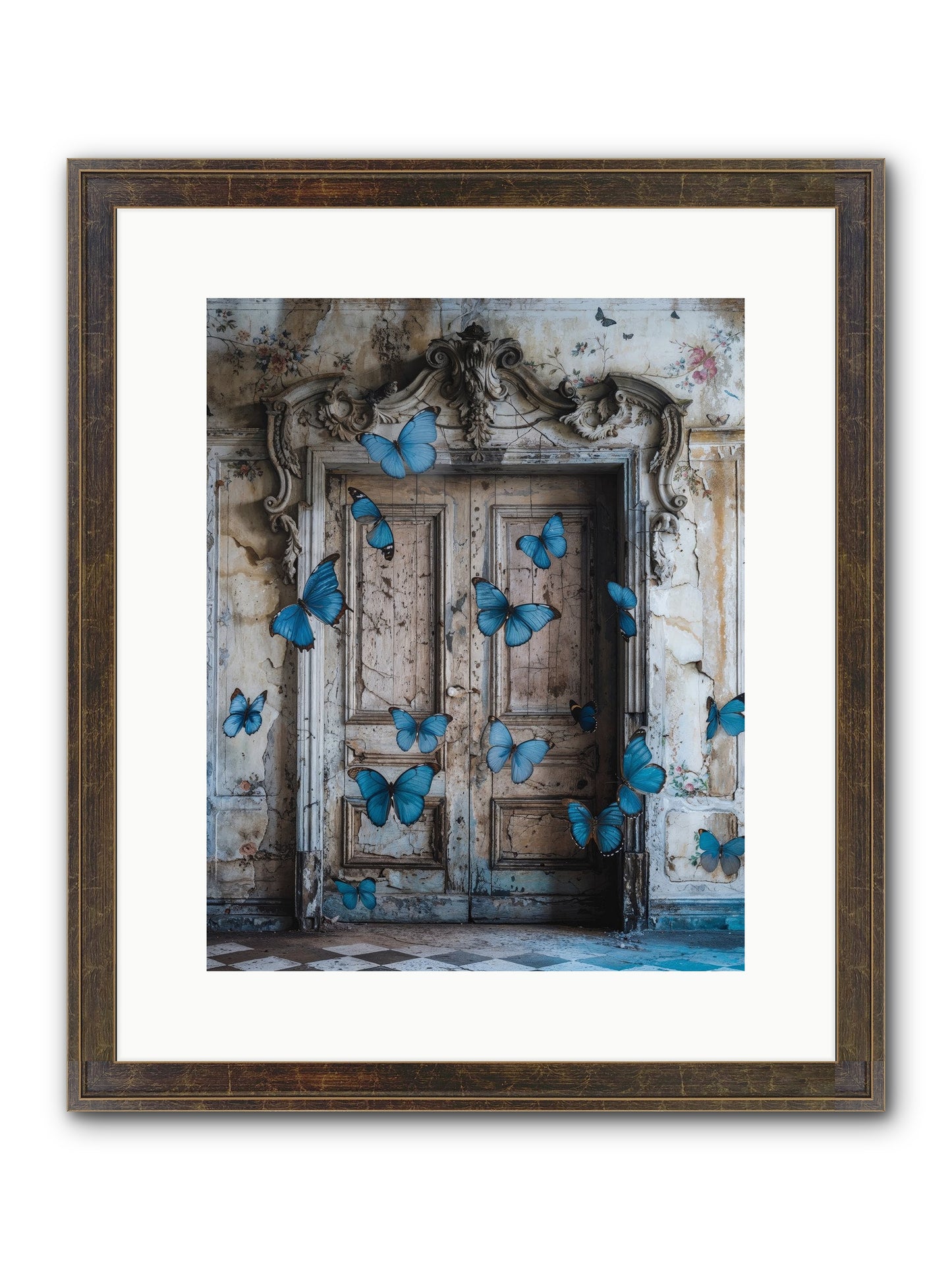 Azure Wings At Parisian Portals Framed Print - Slimwoods Black/Gold 12x15
