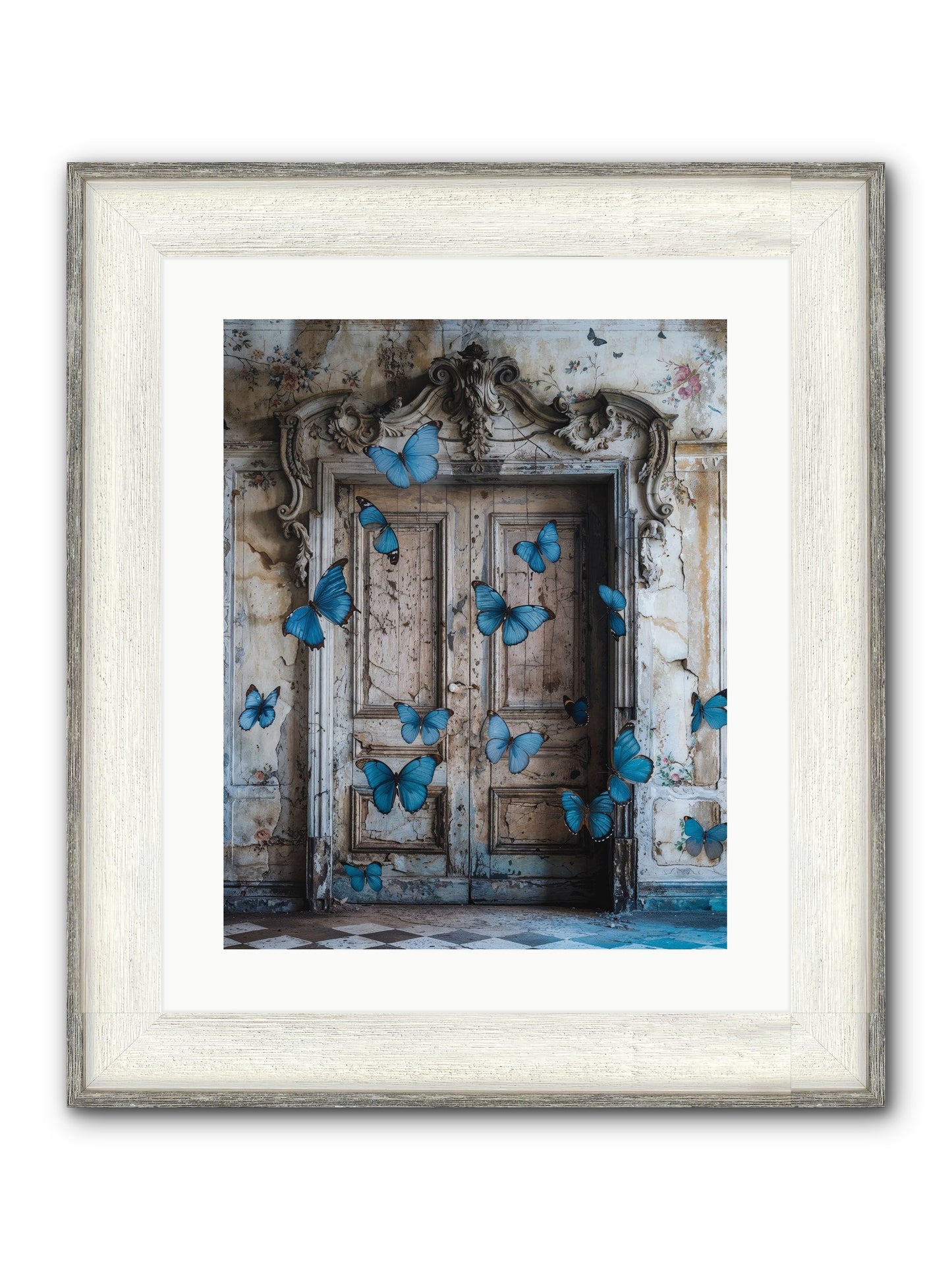 Azure Wings At Parisian Portals Framed Print - Driftwood White 16x20