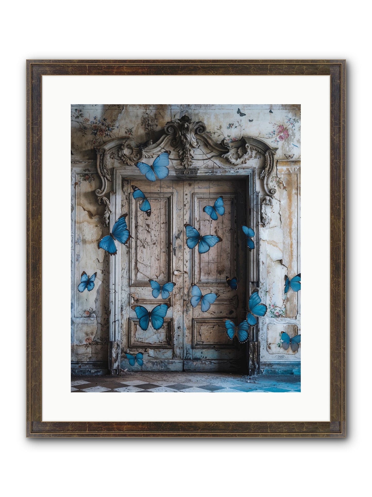 Azure Wings At Parisian Portals Framed Print - Slimwoods Black/Gold 16x20