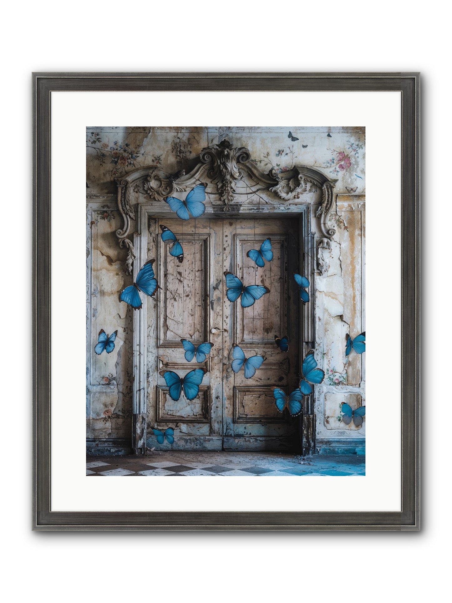 Azure Wings At Parisian Portals Framed Print - Slimwoods Black/Silver 16x20
