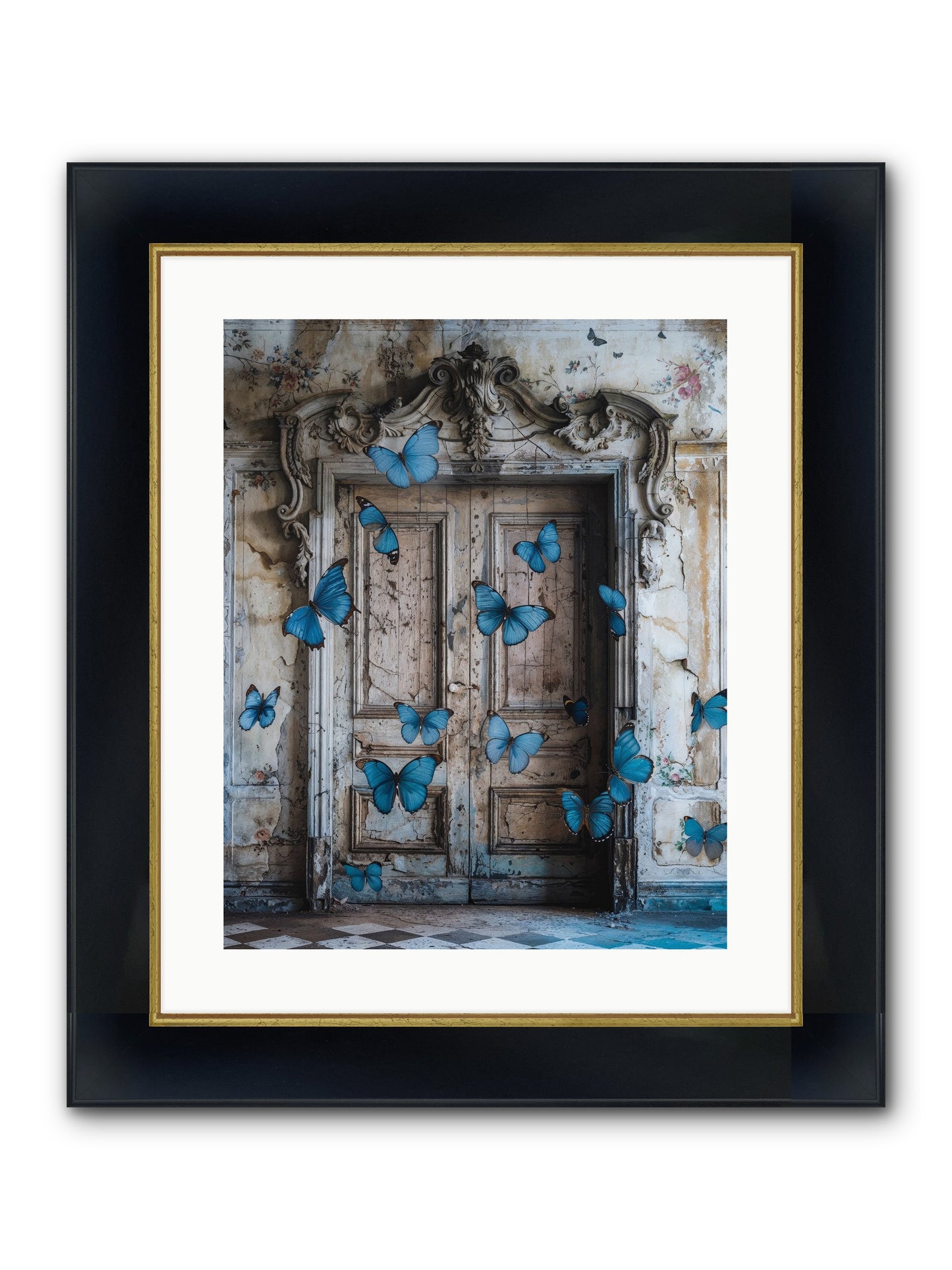 Azure Wings At Parisian Portals Framed Print - Wide Black w/Gold 16x20