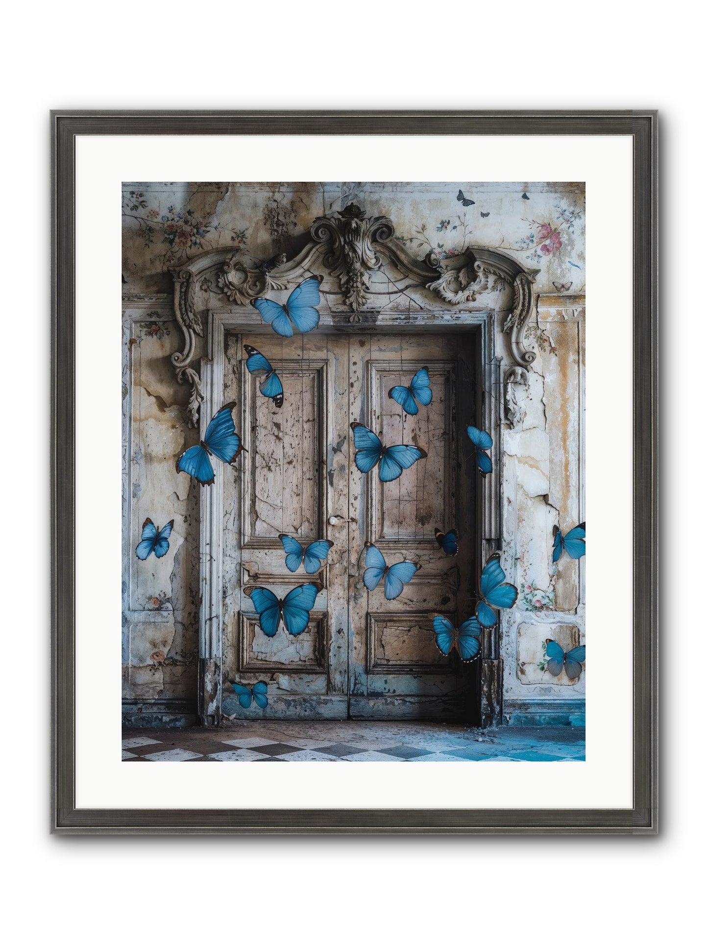Azure Wings At Parisian Portals Framed Print - Slimwoods Black/Silver 20x25