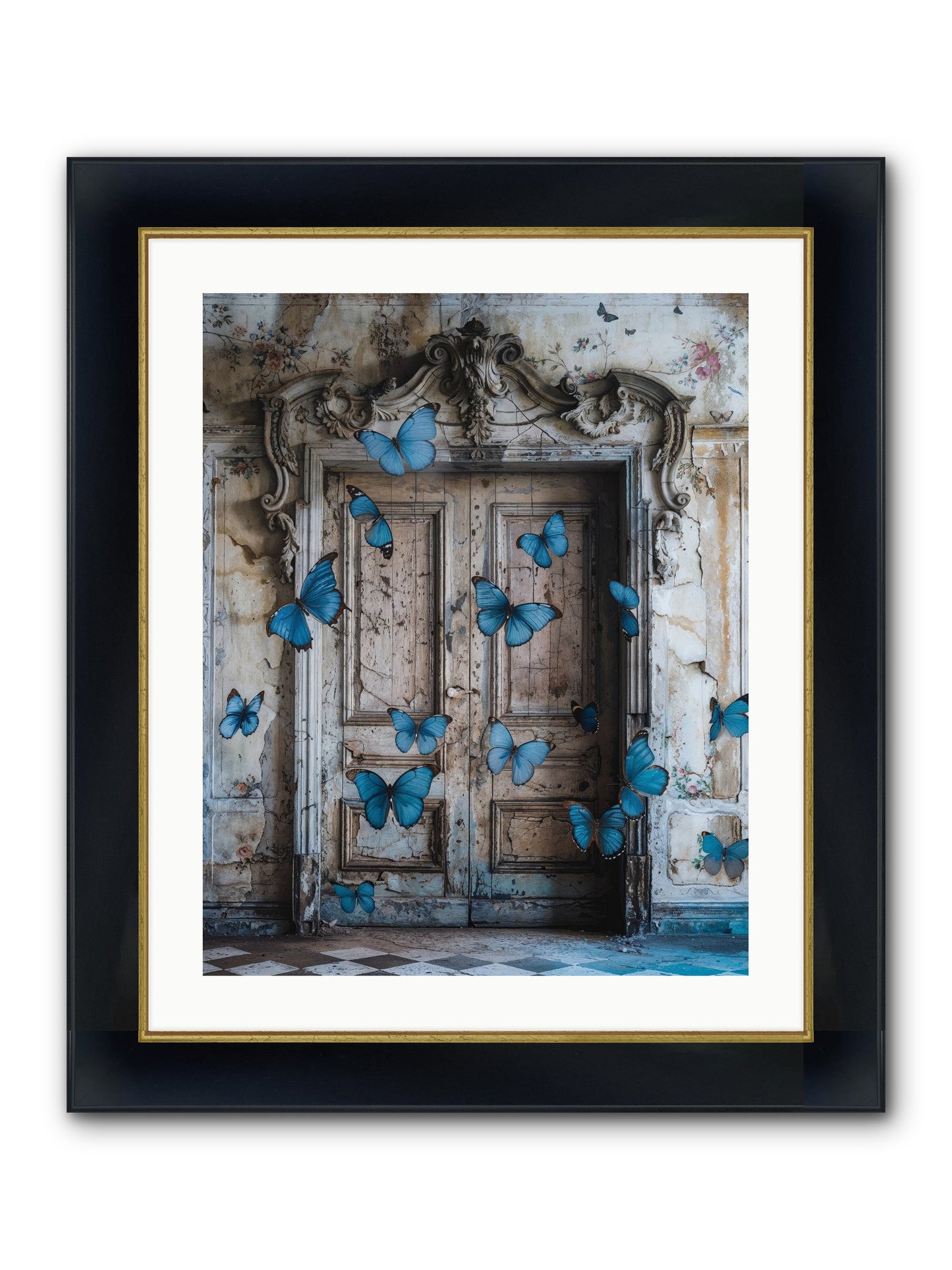 Azure Wings At Parisian Portals Framed Print - Wide Black w/Gold 20x25