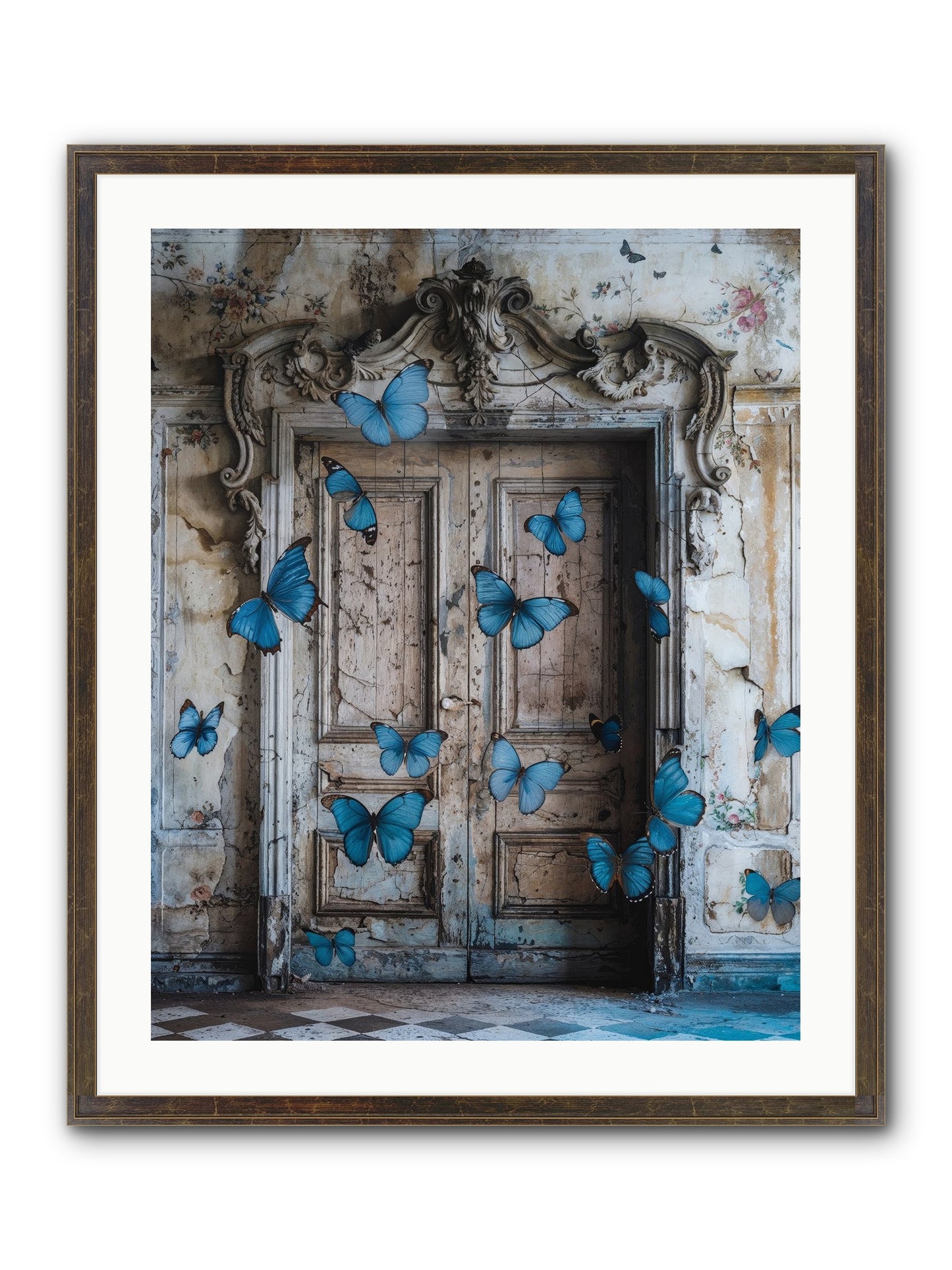 Azure Wings At Parisian Portals Framed Print - Slimwoods Black/Gold 24x30