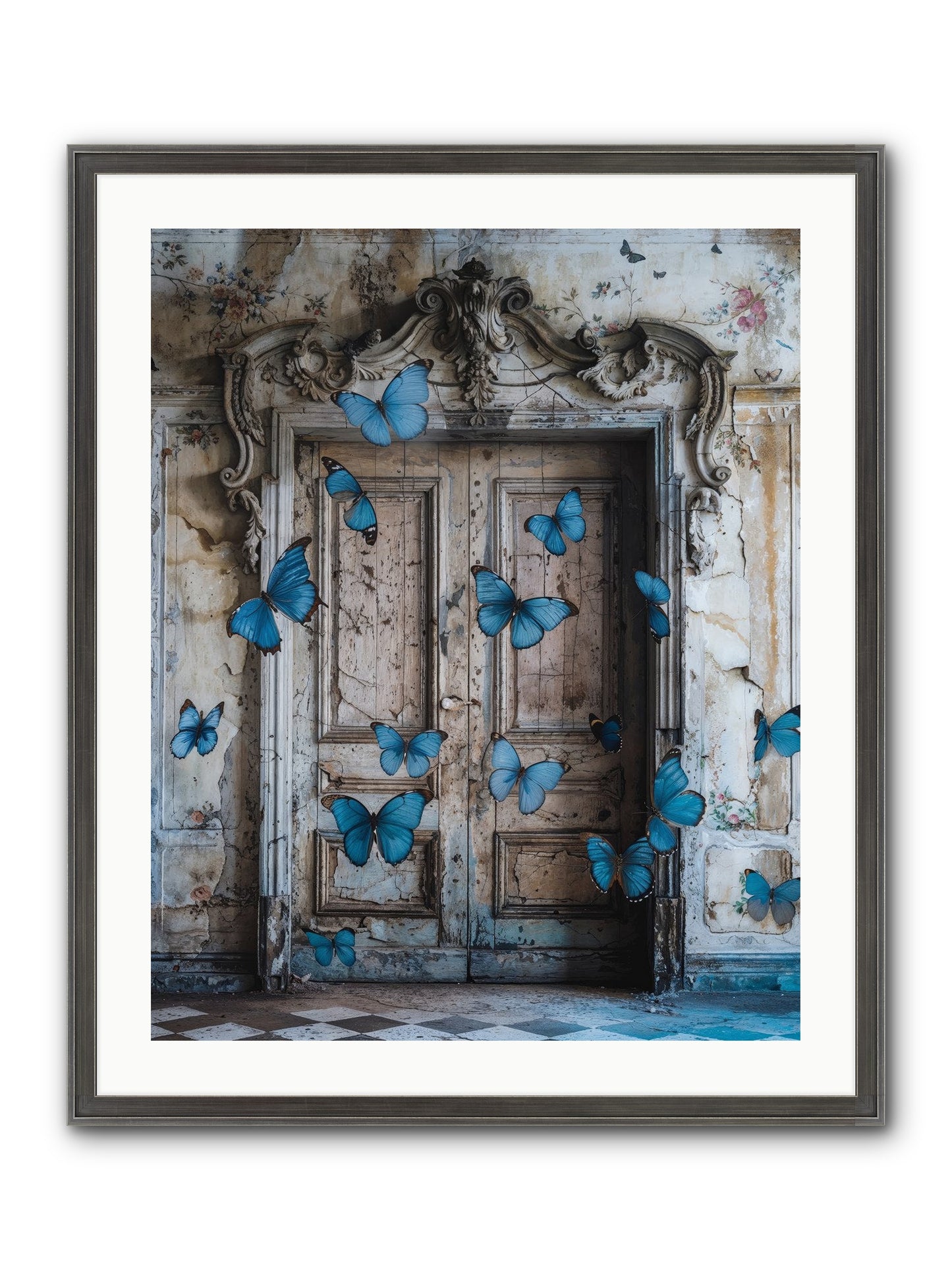 Azure Wings At Parisian Portals Framed Print - Slimwoods Black/Silver 24x30