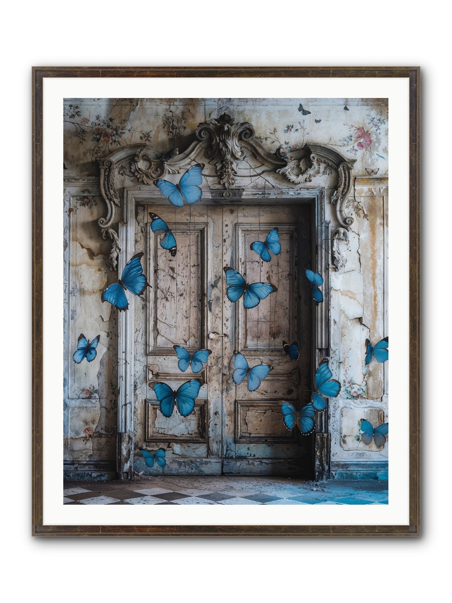 Azure Wings At Parisian Portals Framed Print - Slimwoods Black/Gold 32x40