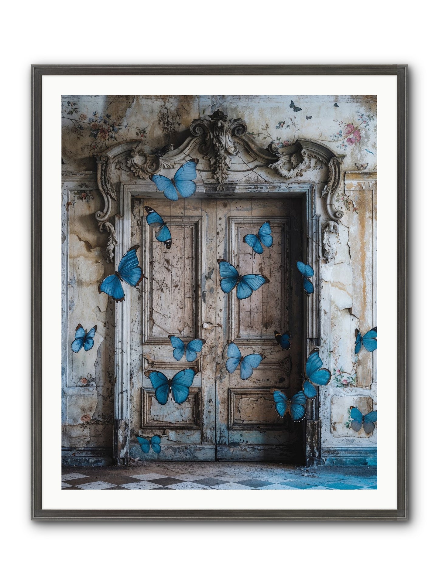 Azure Wings At Parisian Portals Framed Print - Slimwoods Black/Silver 32x40