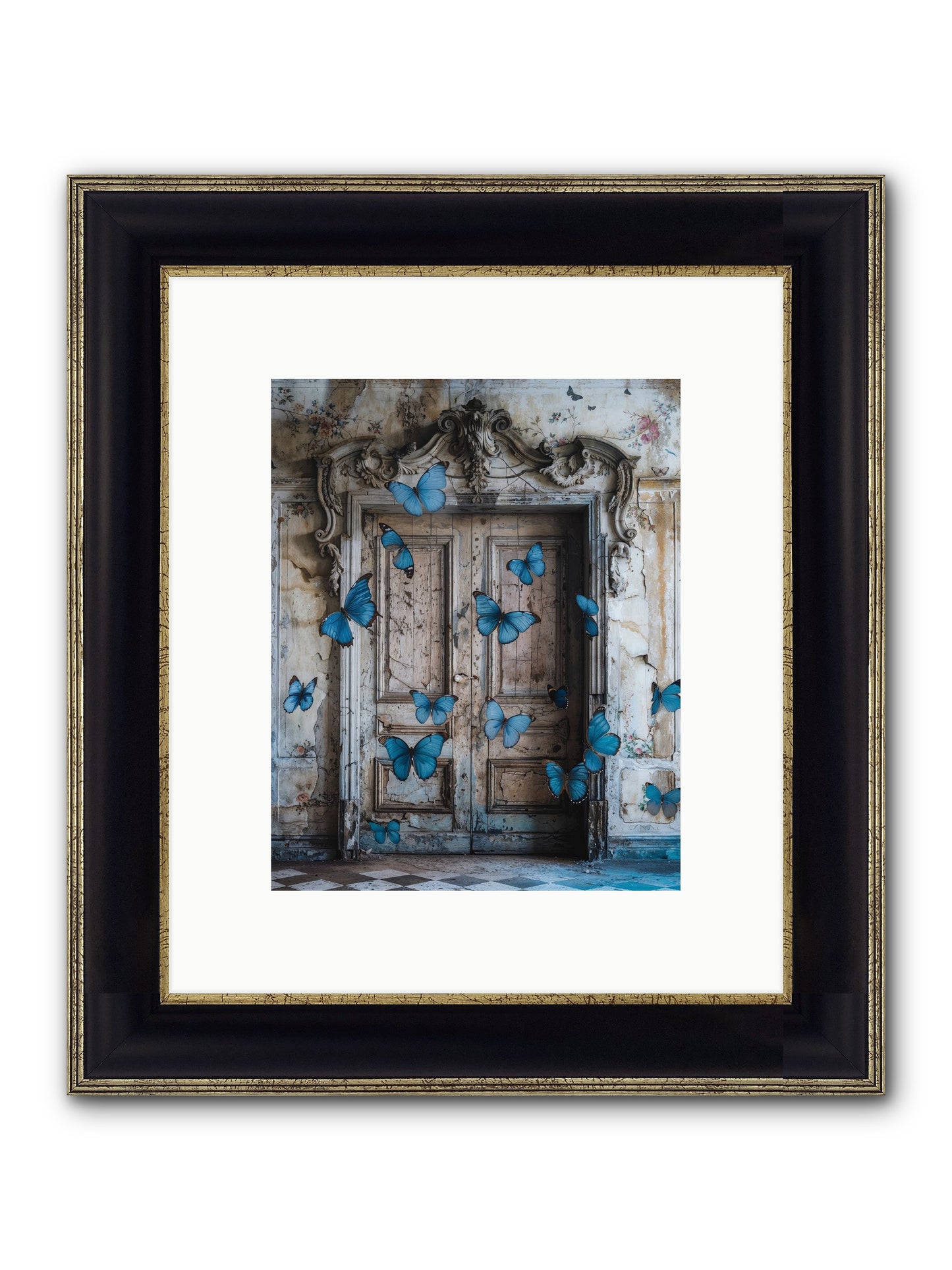 Azure Wings At Parisian Portals Framed Print - Black & Gold 8x10