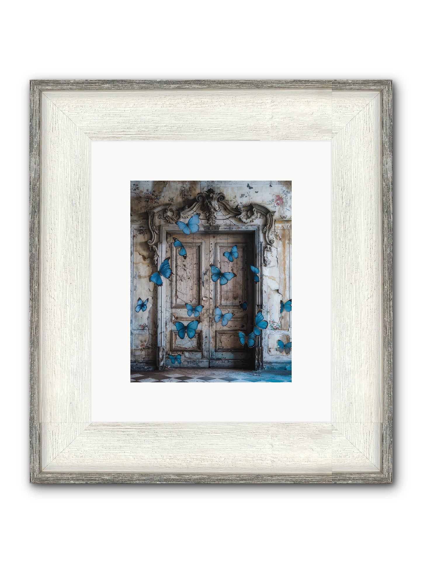 Azure Wings At Parisian Portals Framed Print - Driftwood White 8x10