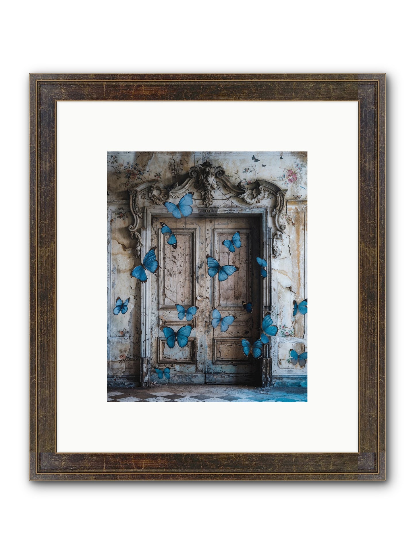 Azure Wings At Parisian Portals Framed Print - Slimwoods Black/Gold 8x10