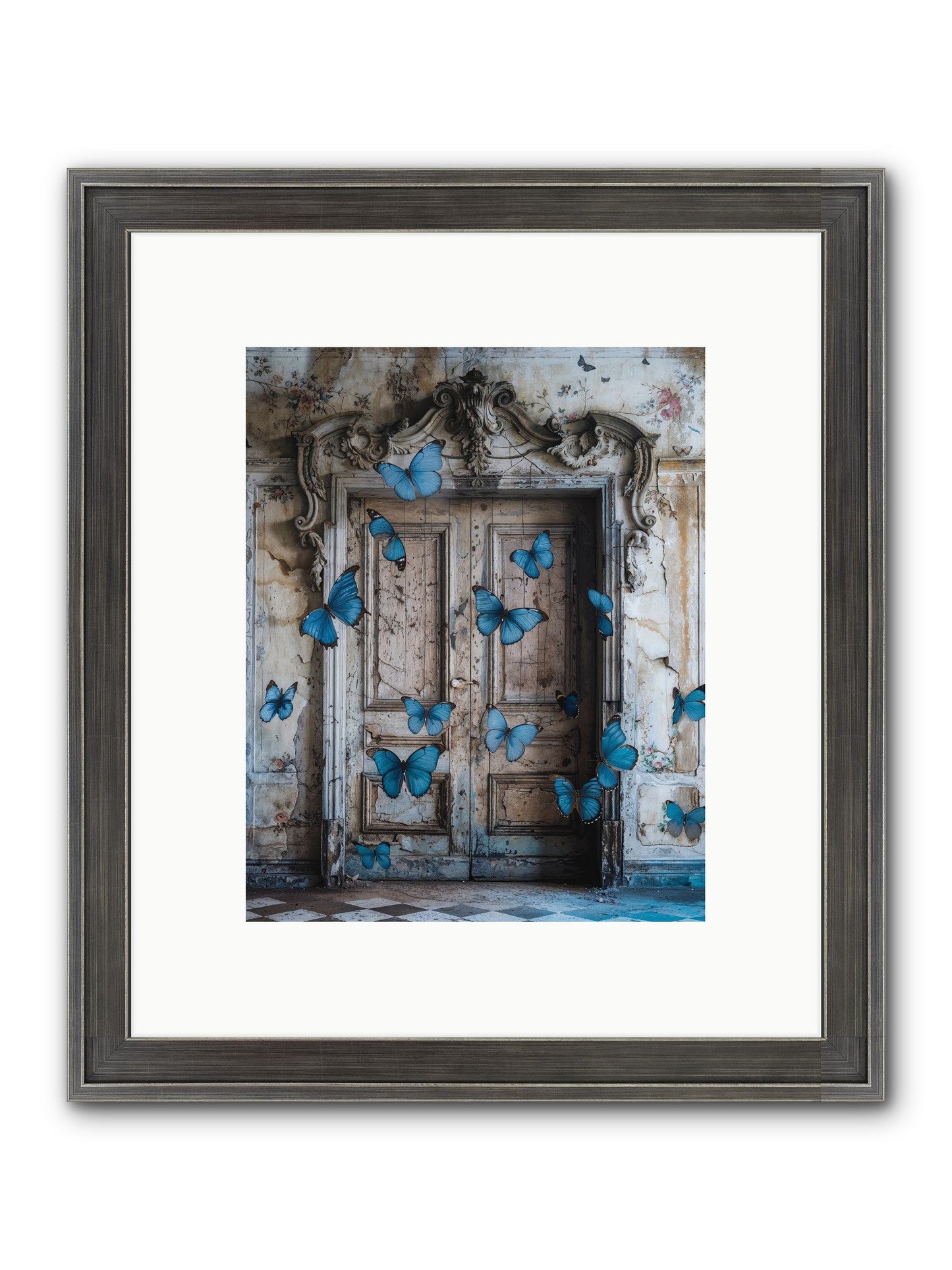 Azure Wings At Parisian Portals Framed Print - Slimwoods Black/Silver 8x10