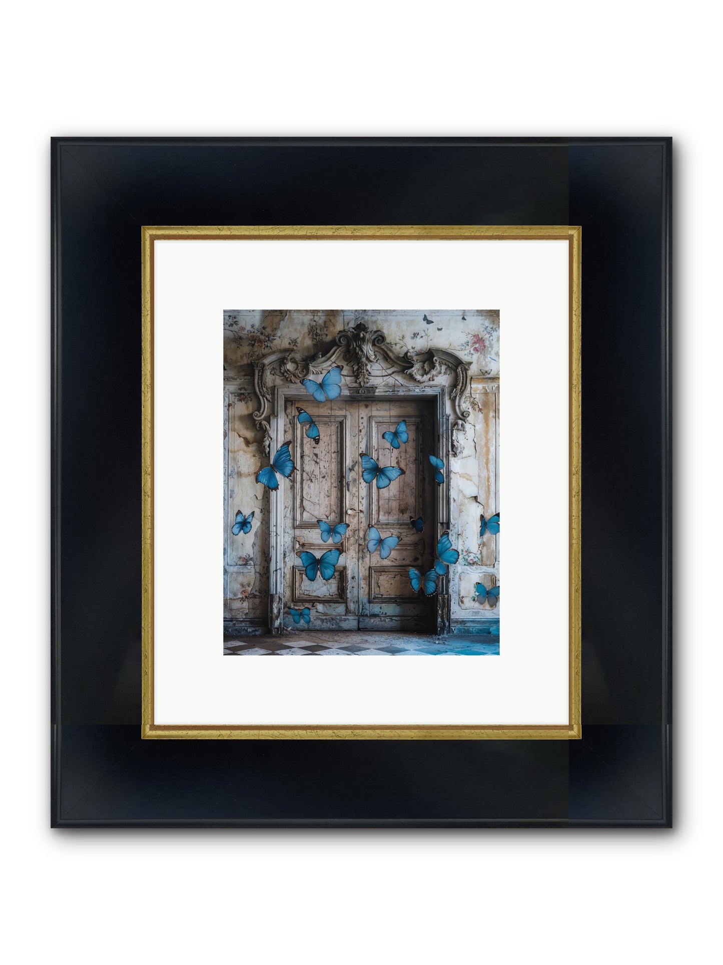 Azure Wings At Parisian Portals Framed Print - Wide Black w/Gold 8x10