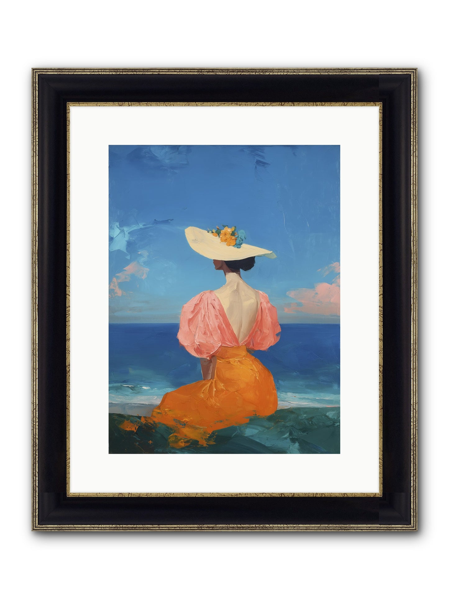 Backdrop In Blue Framed Print - Black & Gold 12x16