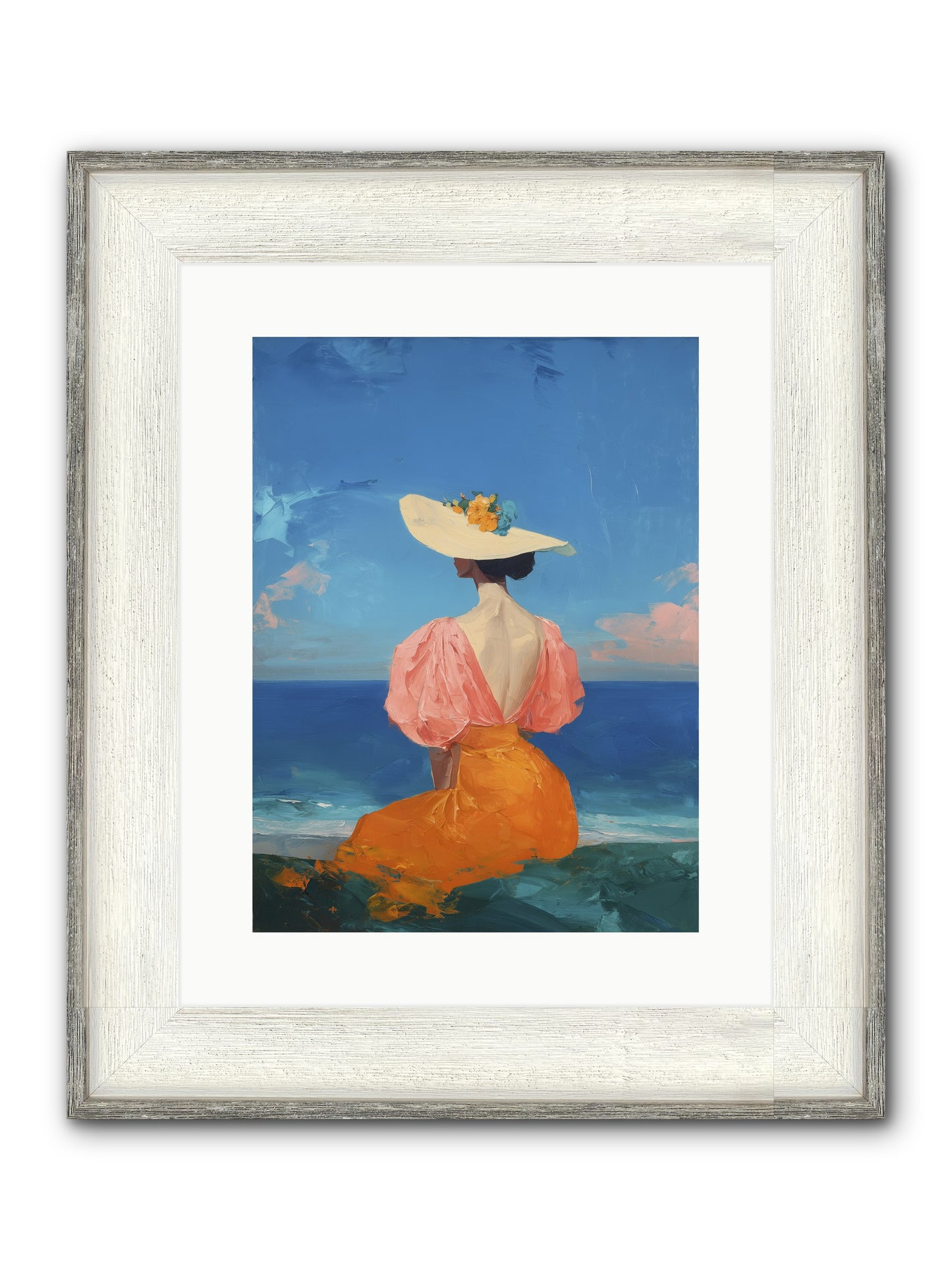 Backdrop In Blue Framed Print - Driftwood White 12x16