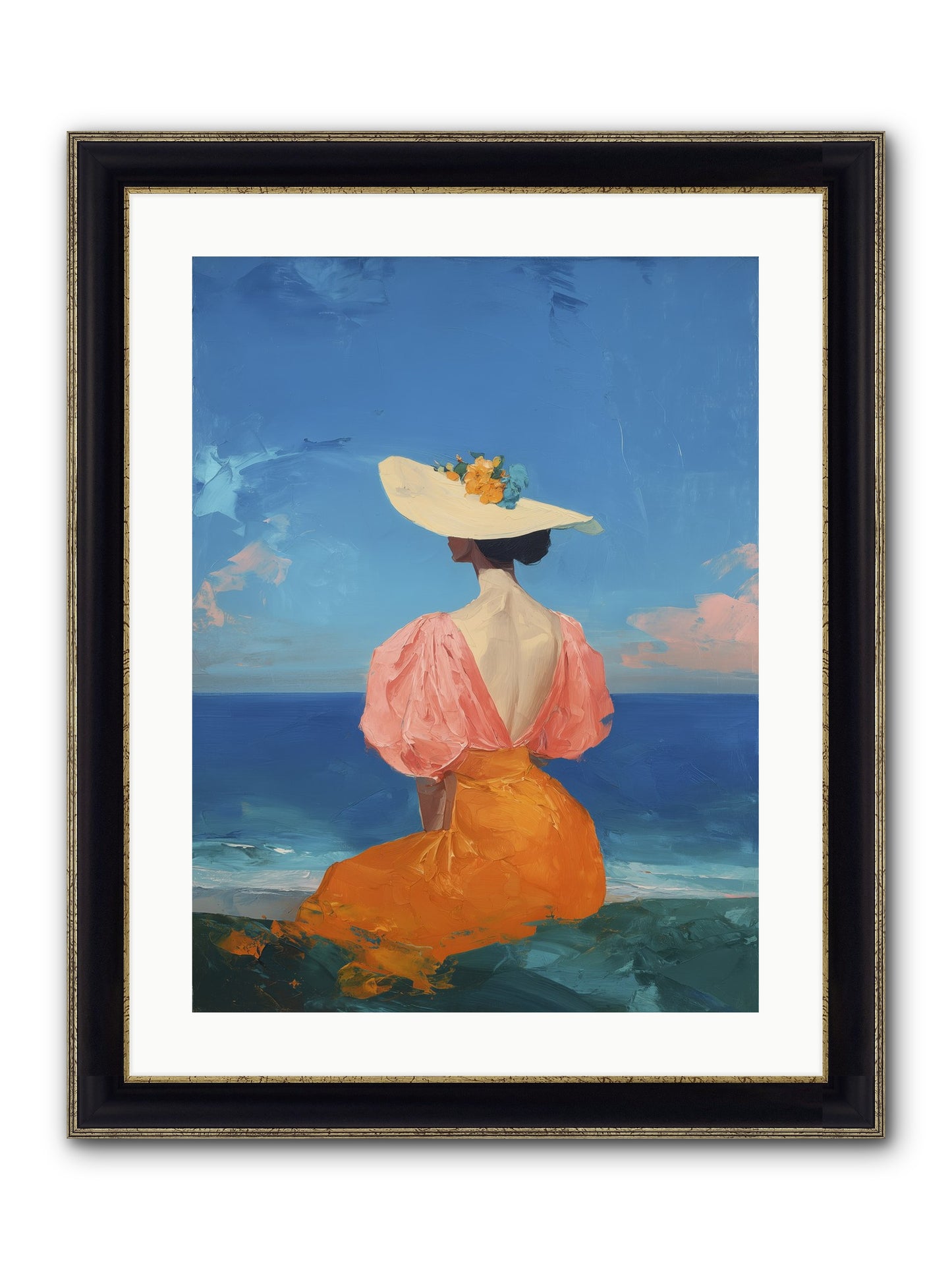 Backdrop In Blue Framed Print - Black & Gold 18x24