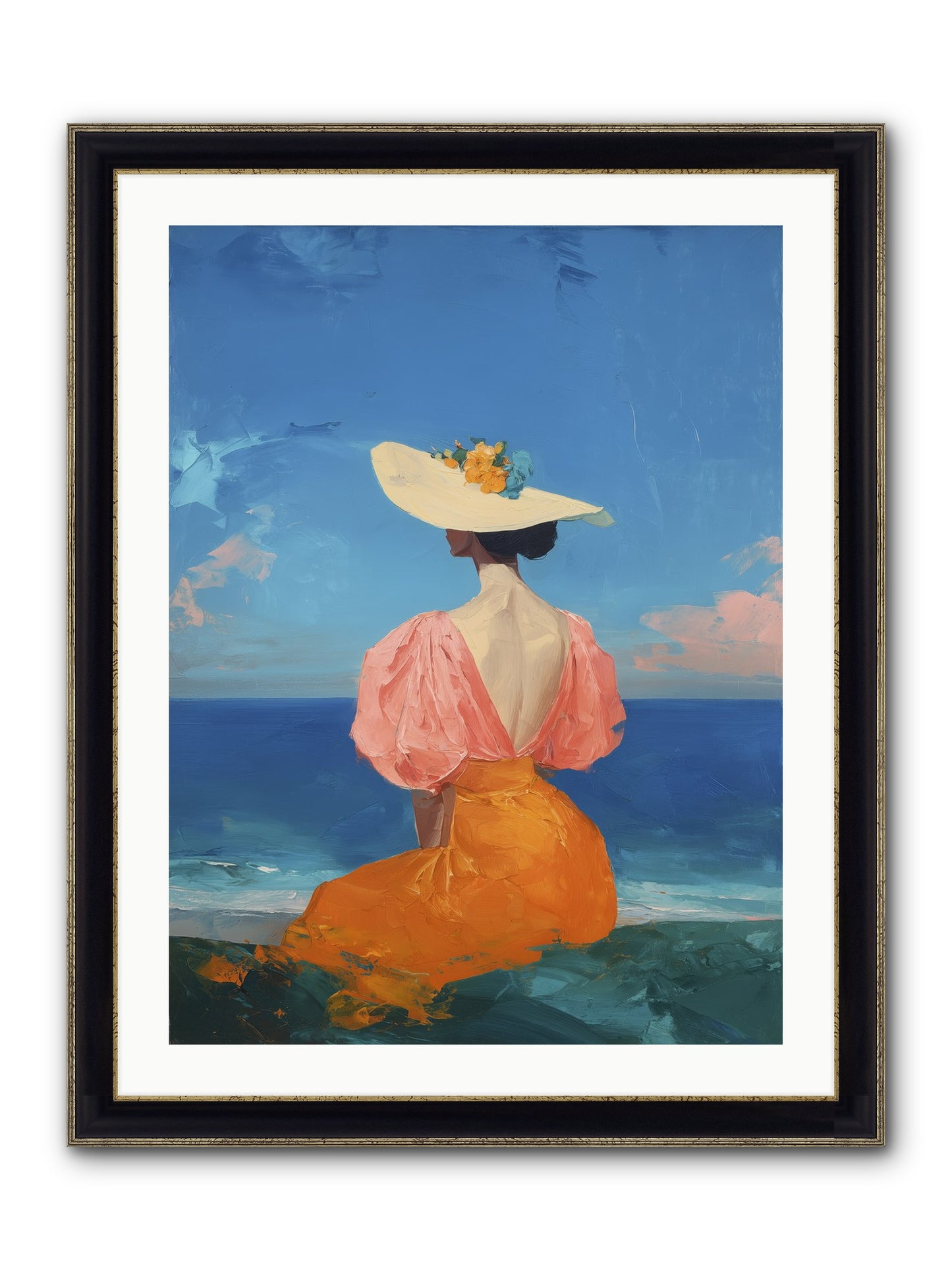 Backdrop In Blue Framed Print - Black & Gold 24x32