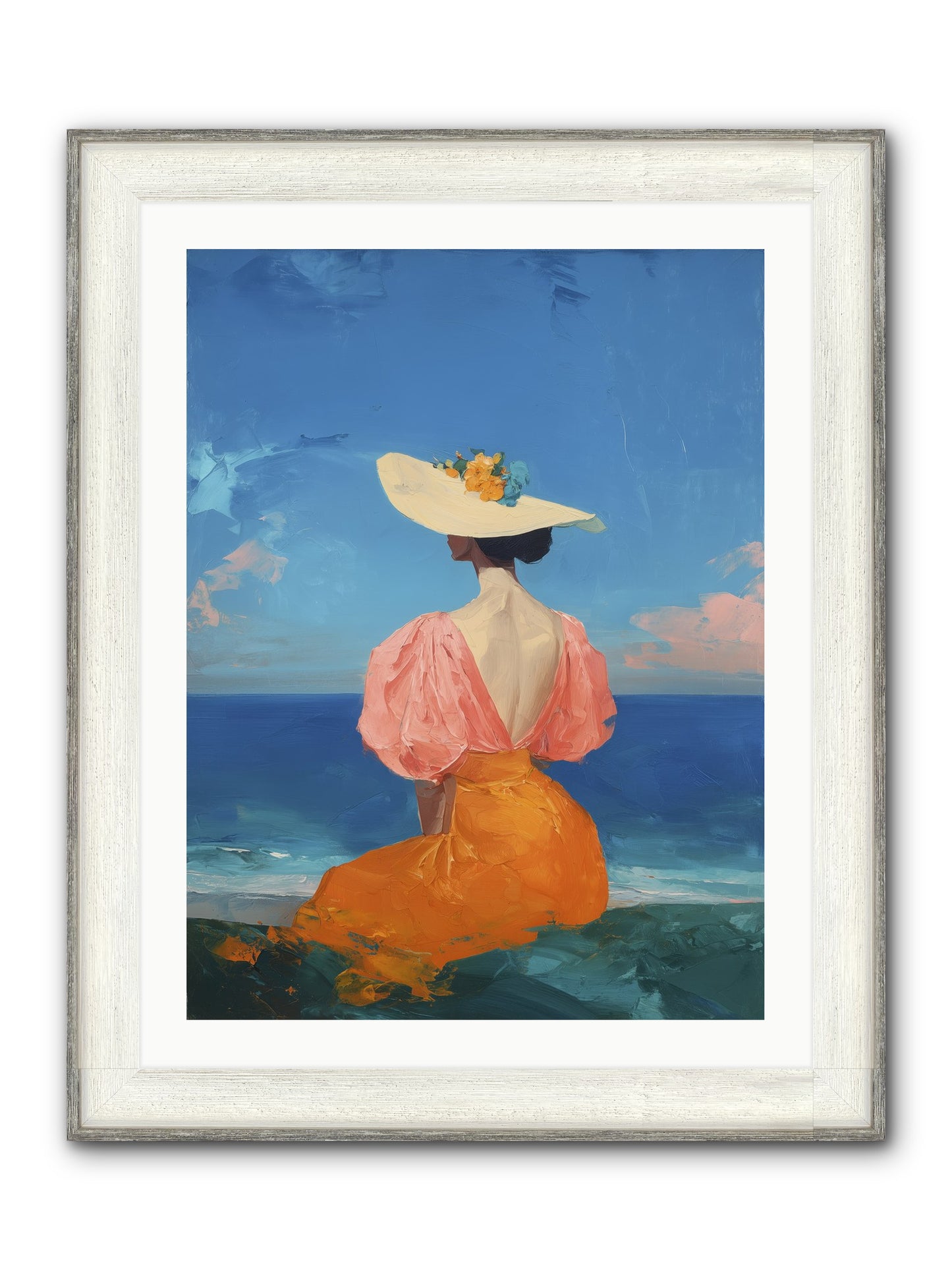 Backdrop In Blue Framed Print - Driftwood White 24x32