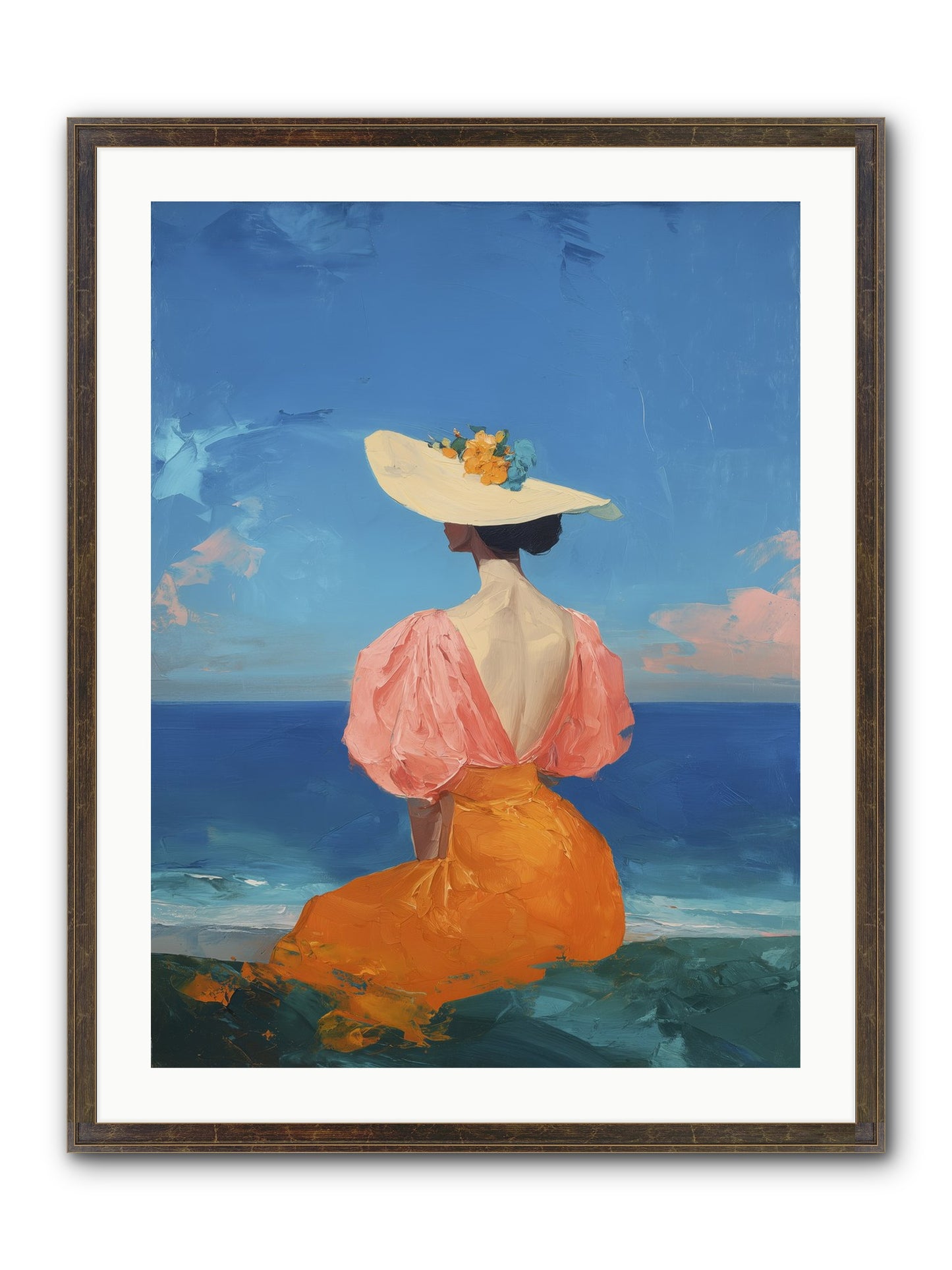 Backdrop In Blue Framed Print - Slimwoods Black/Gold 24x32