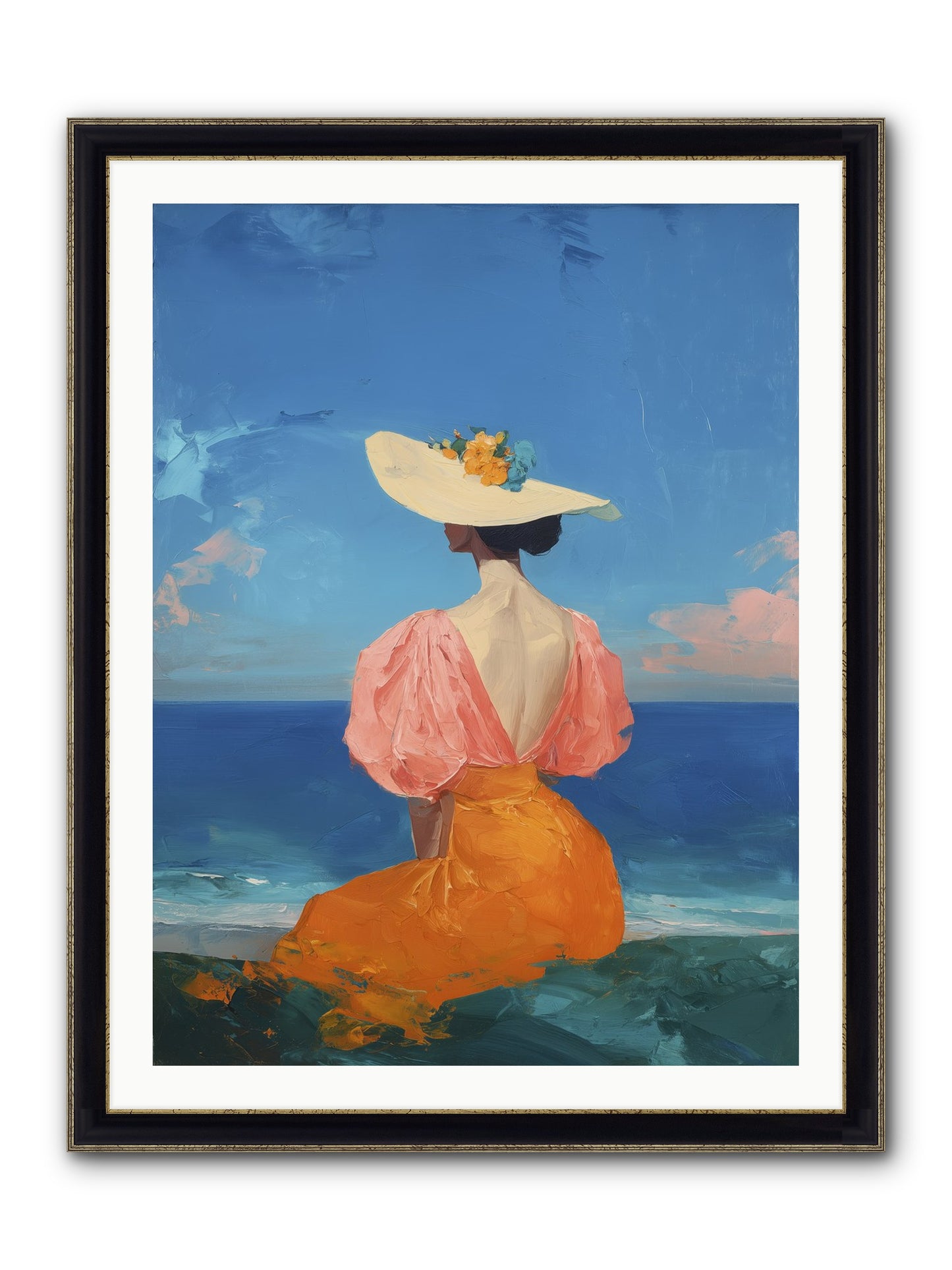 Backdrop In Blue Framed Print - Black & Gold 30x40