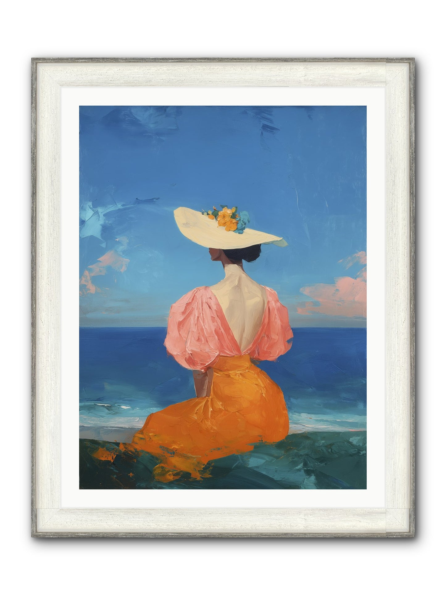Backdrop In Blue Framed Print - Driftwood White 30x40