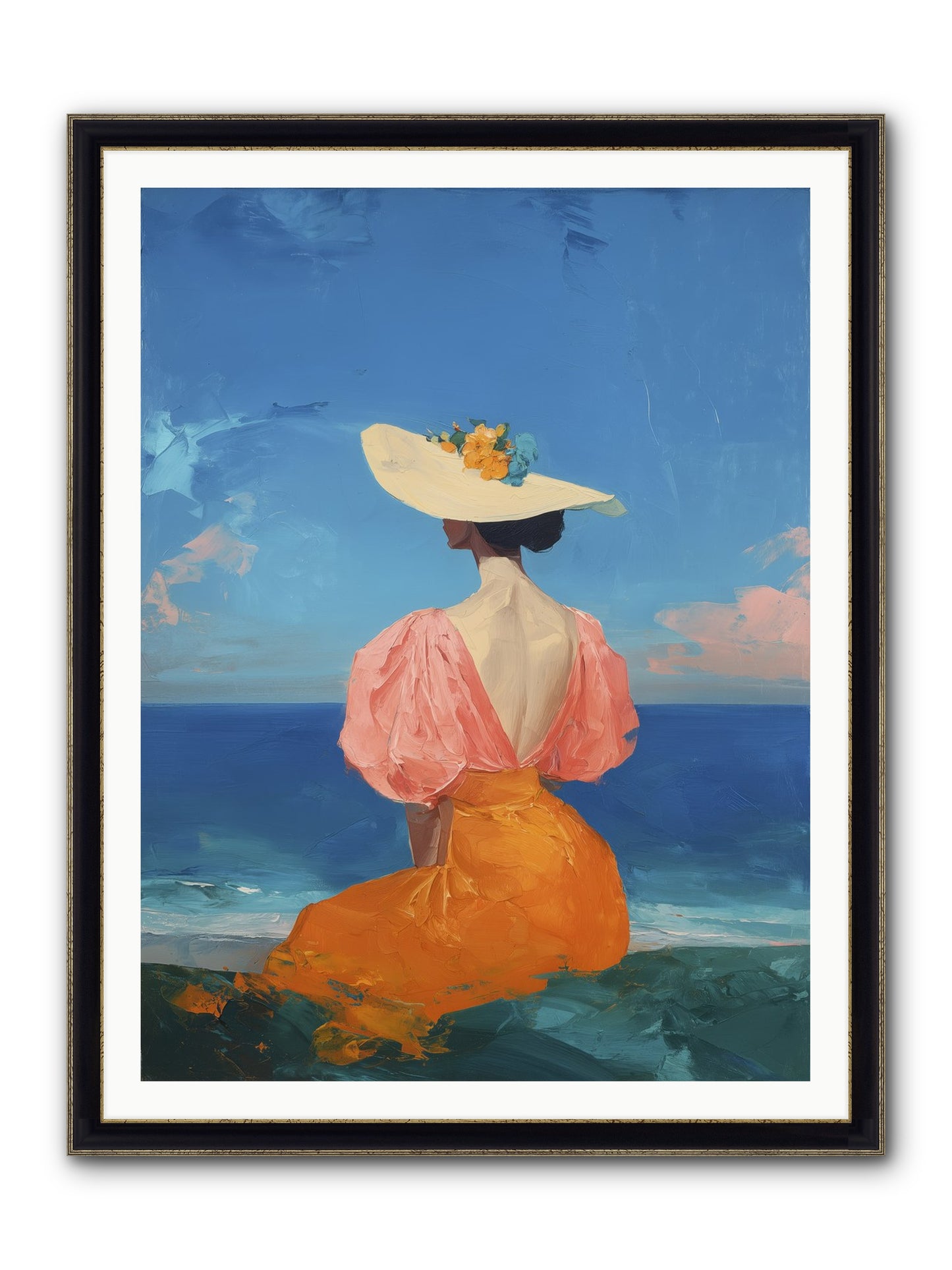 Backdrop In Blue Framed Print - Black & Gold 36x48