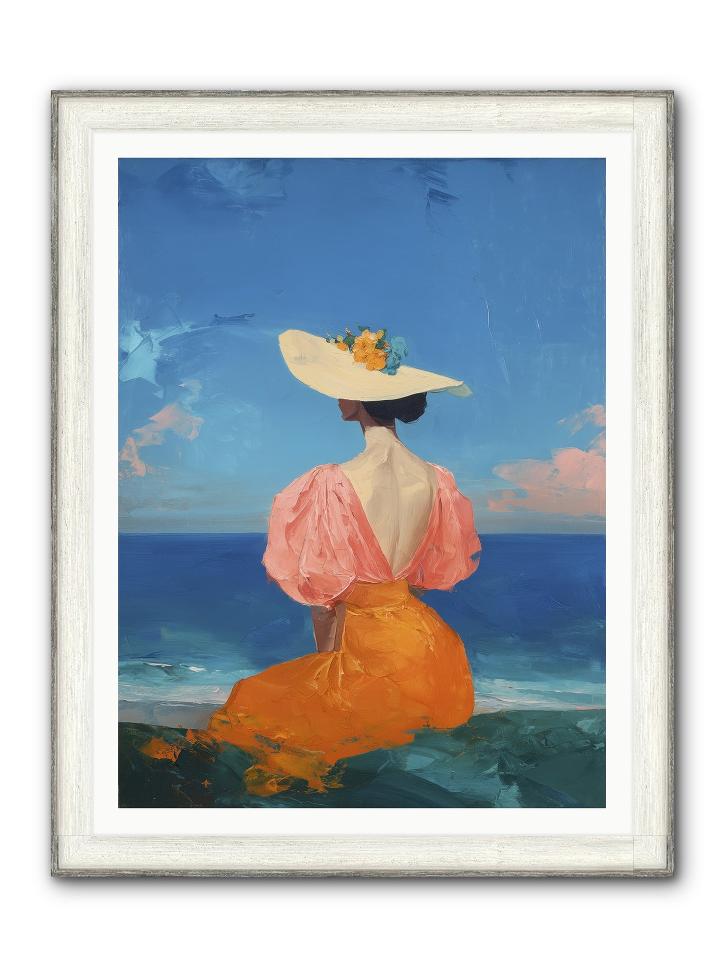 Backdrop In Blue Framed Print - Driftwood White 36x48