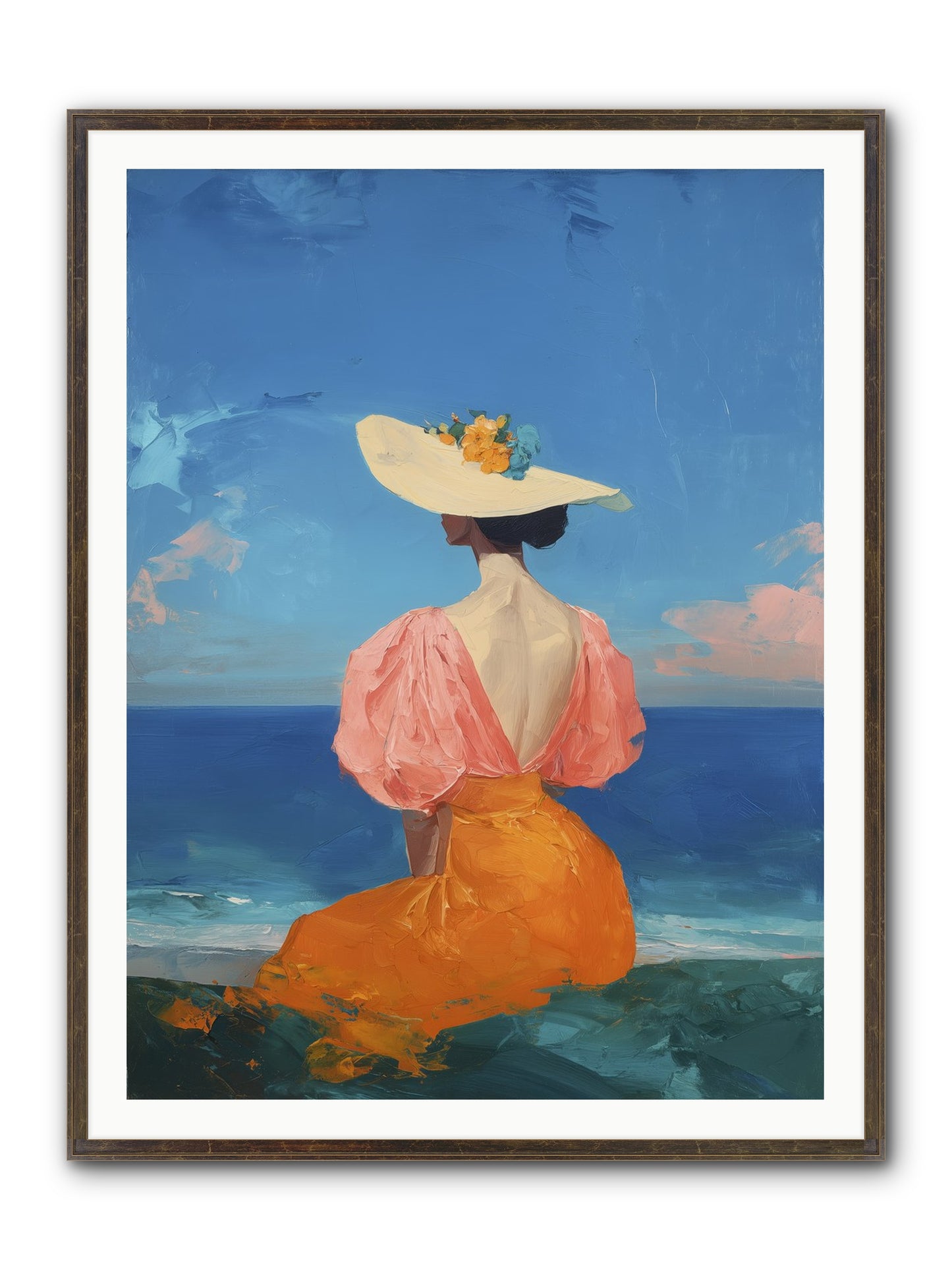 Backdrop In Blue Framed Print - Slimwoods Black/Gold 36x48