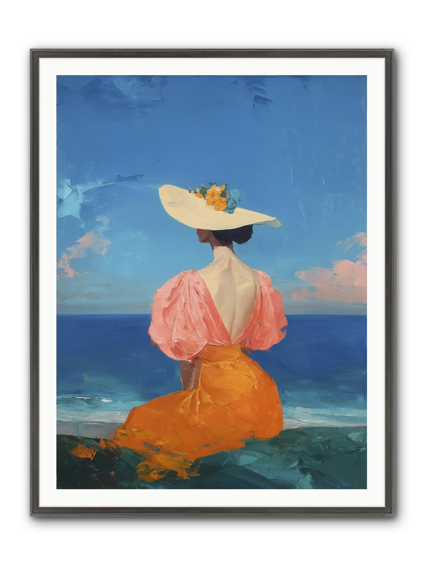 Backdrop In Blue Framed Print - Slimwoods Black/Silver 36x48
