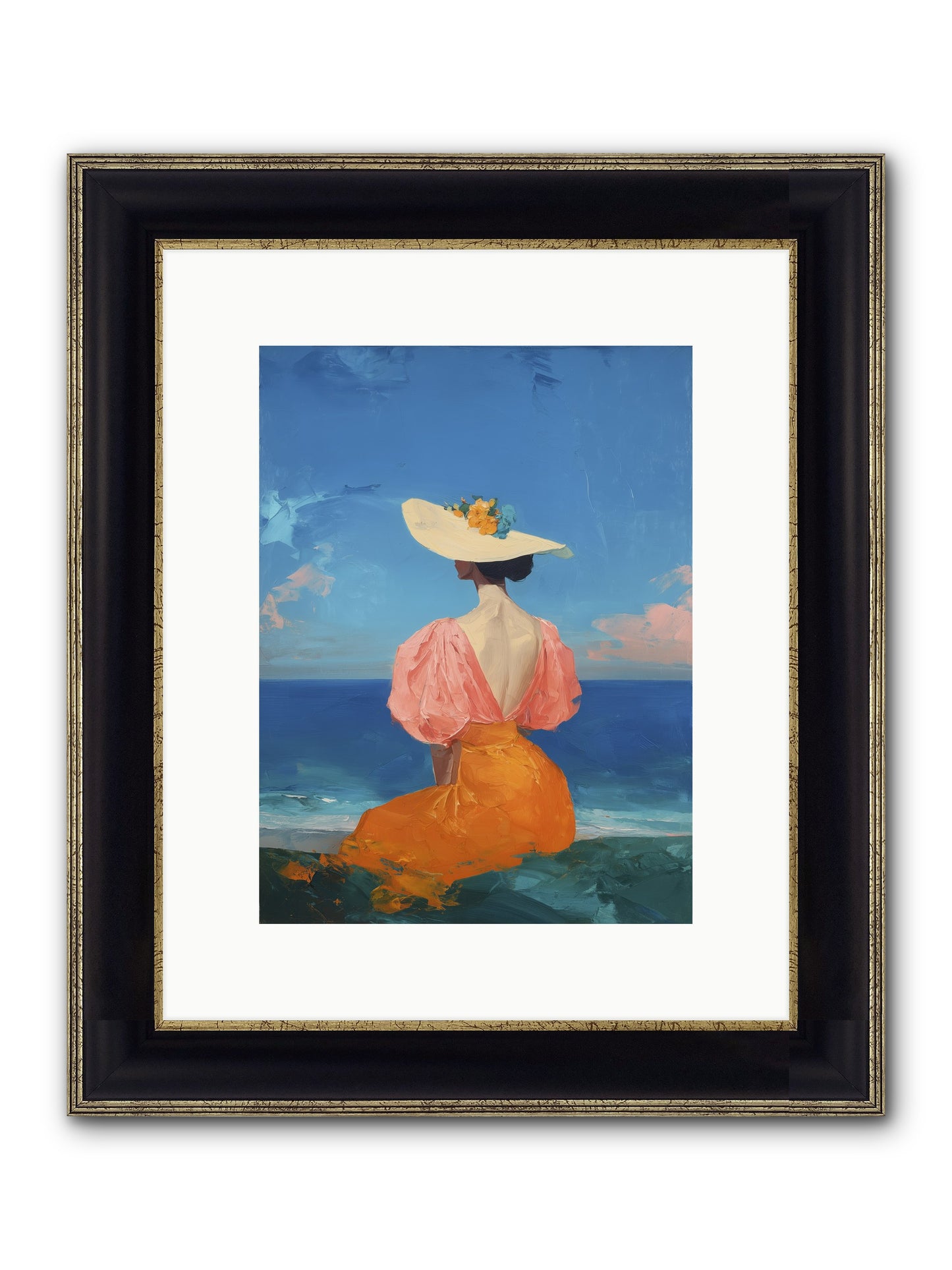 Backdrop In Blue Framed Print - Black & Gold 9x12
