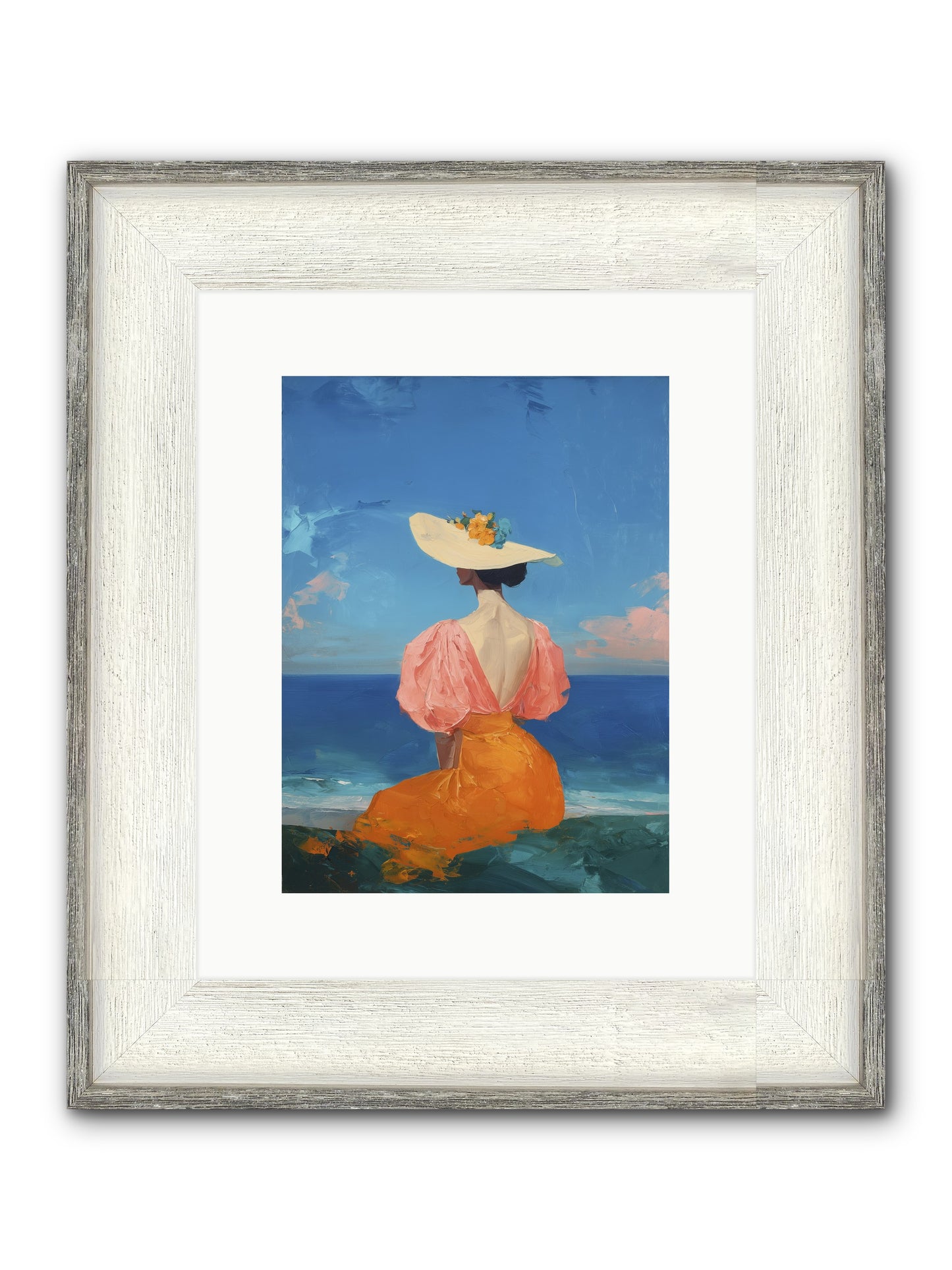 Backdrop In Blue Framed Print - Driftwood White 9x12