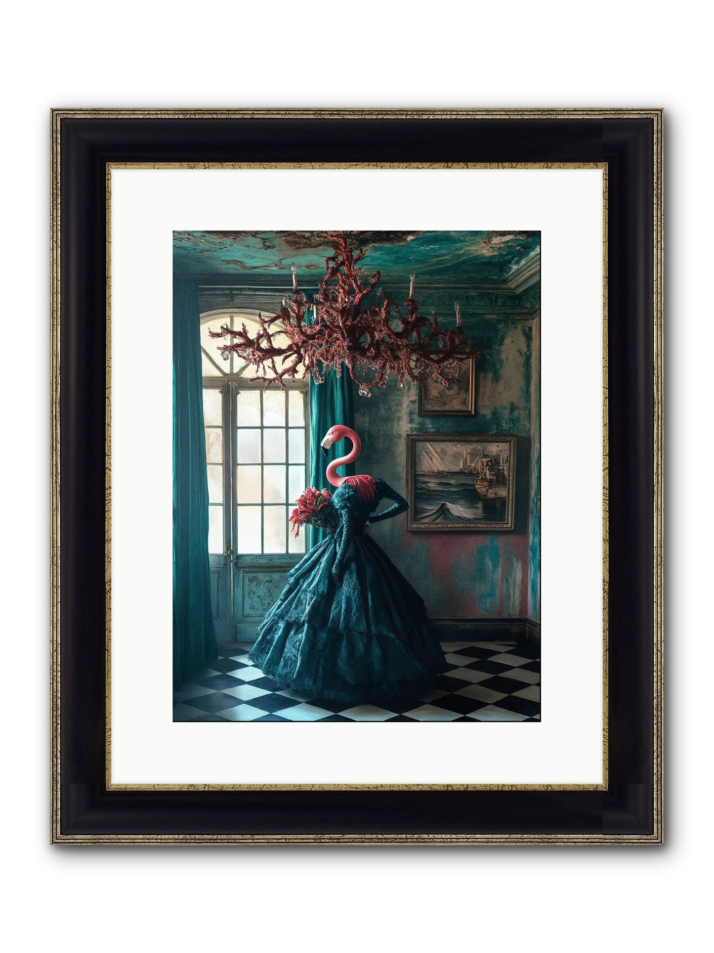 Ballrooms Below Sea Framed Print - Black & Gold 12x16