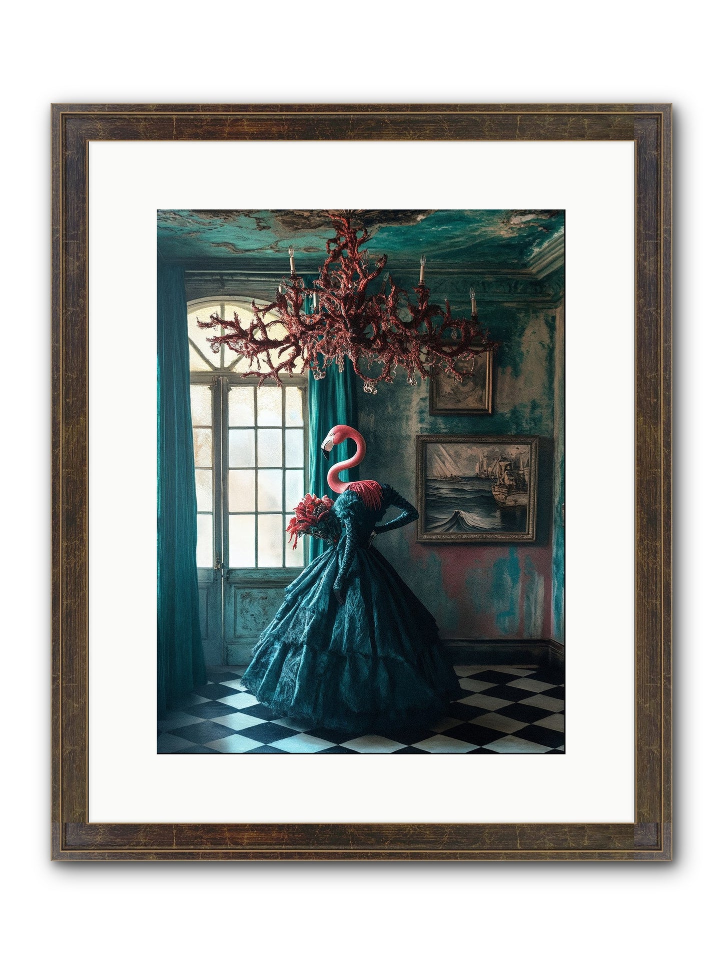 Ballrooms Below Sea Framed Print - Slimwoods Black/Gold 12x16