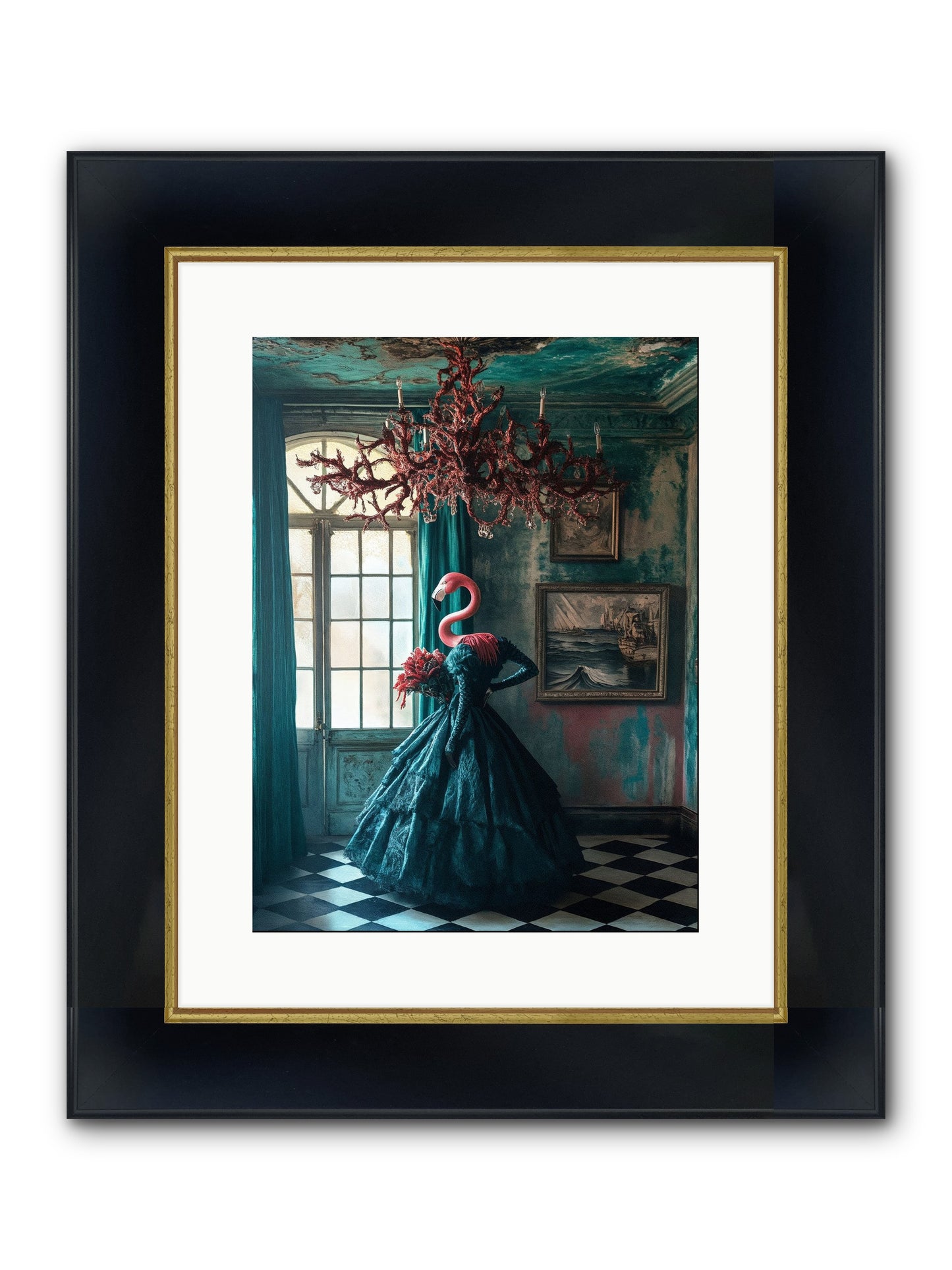 Ballrooms Below Sea Framed Print - Wide Black w/Gold 12x16