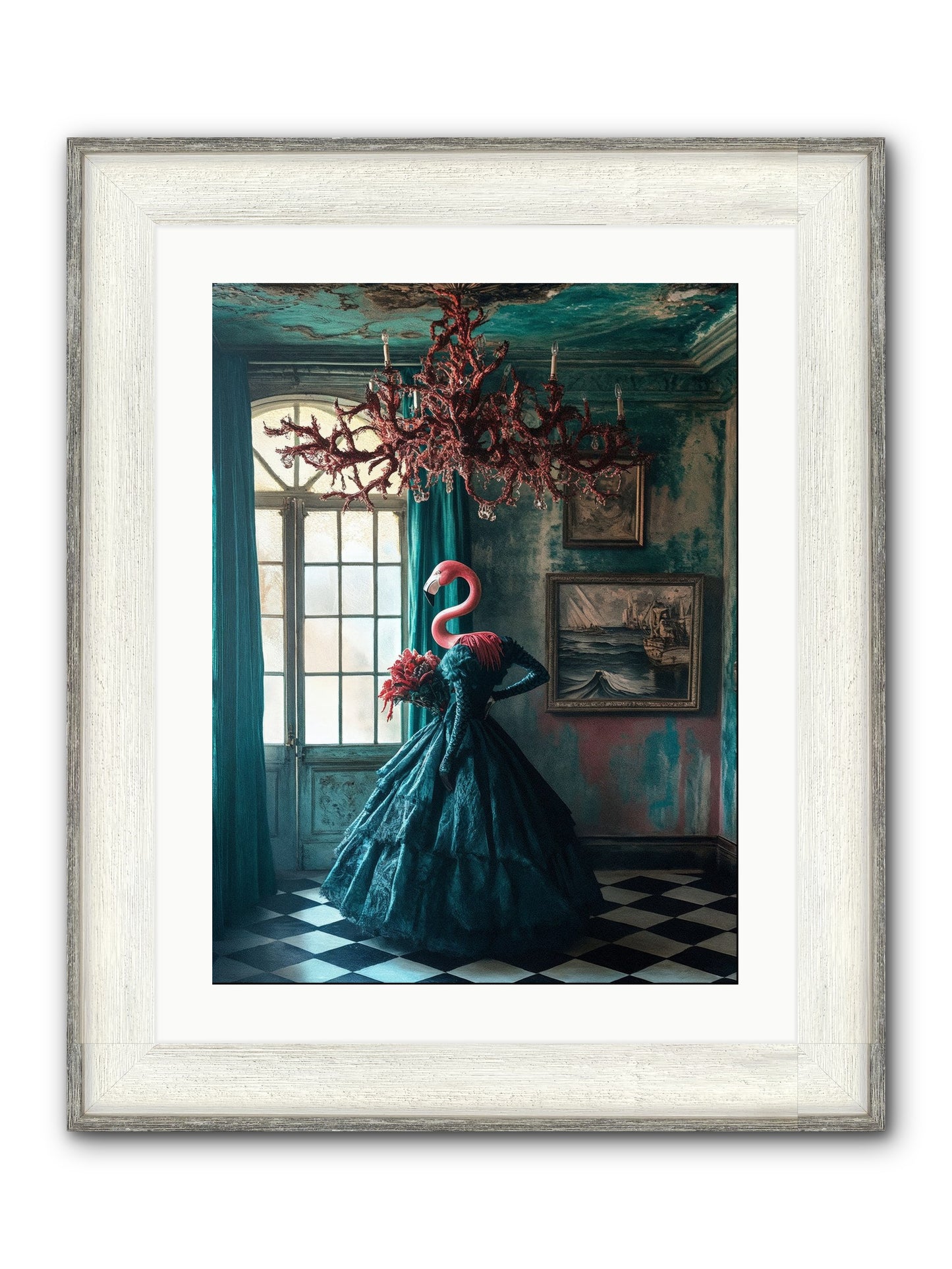 Ballrooms Below Sea Framed Print - Driftwood White 18x24