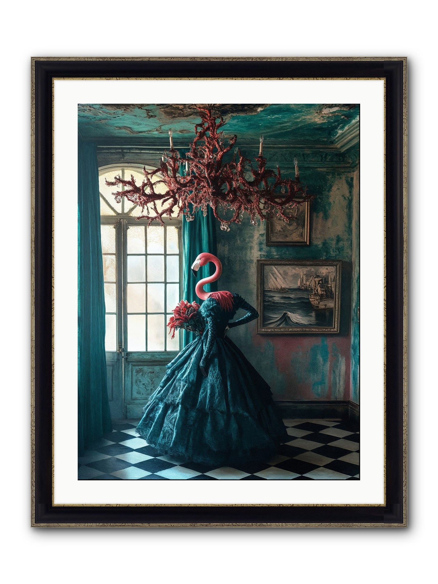 Ballrooms Below Sea Framed Print - Black & Gold 24x32