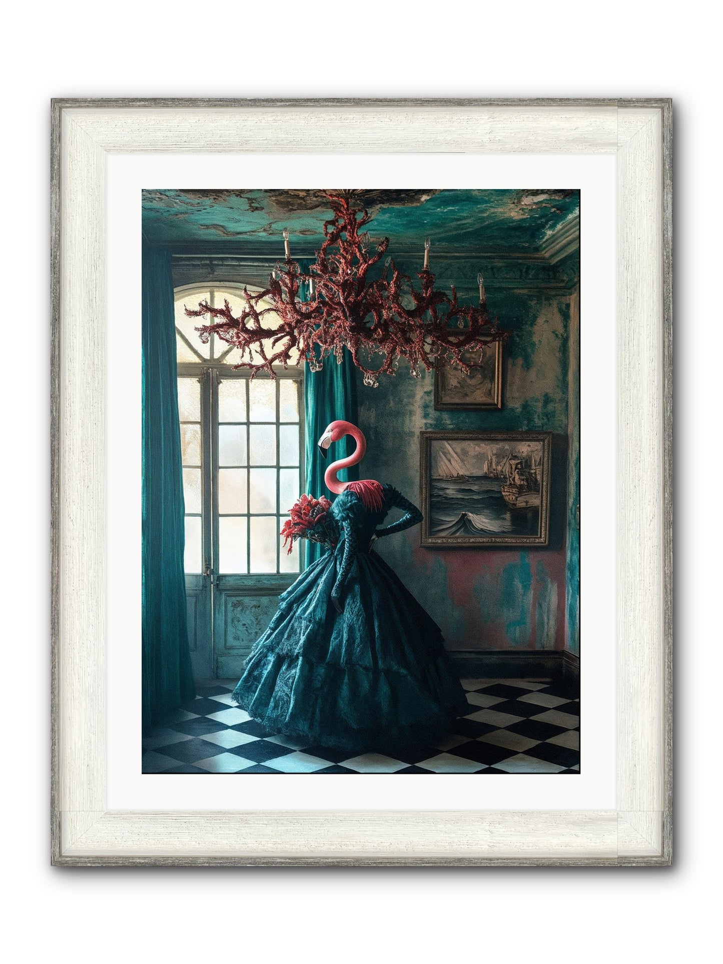 Ballrooms Below Sea Framed Print - Driftwood White 24x32