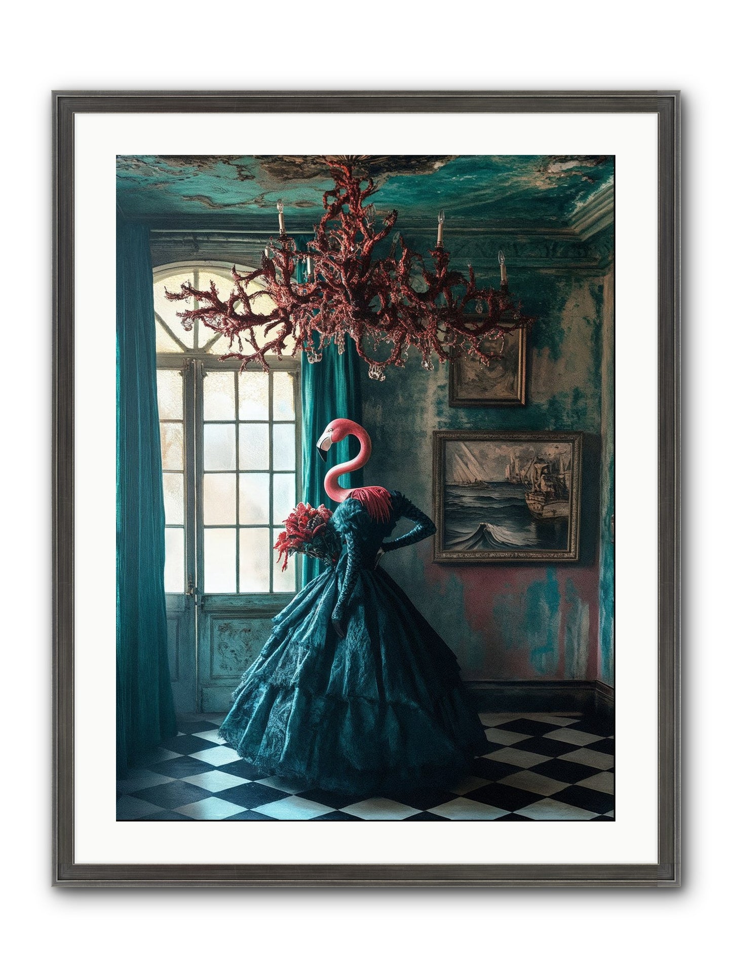 Ballrooms Below Sea Framed Print - Slimwoods Black/Silver 24x32