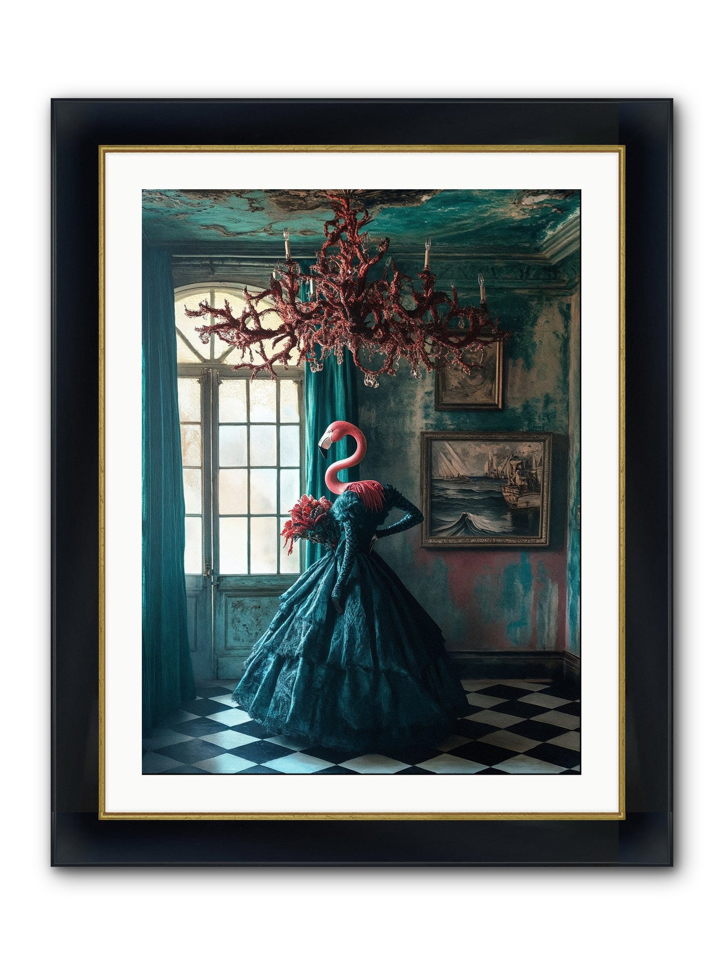 Ballrooms Below Sea Framed Print - Wide Black w/Gold 24x32