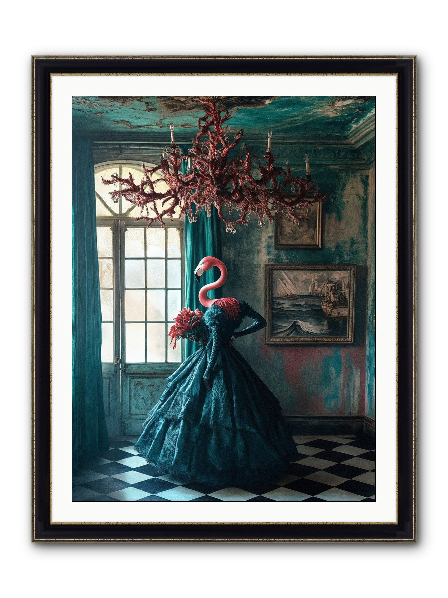 Ballrooms Below Sea Framed Print - Black & Gold 30x40