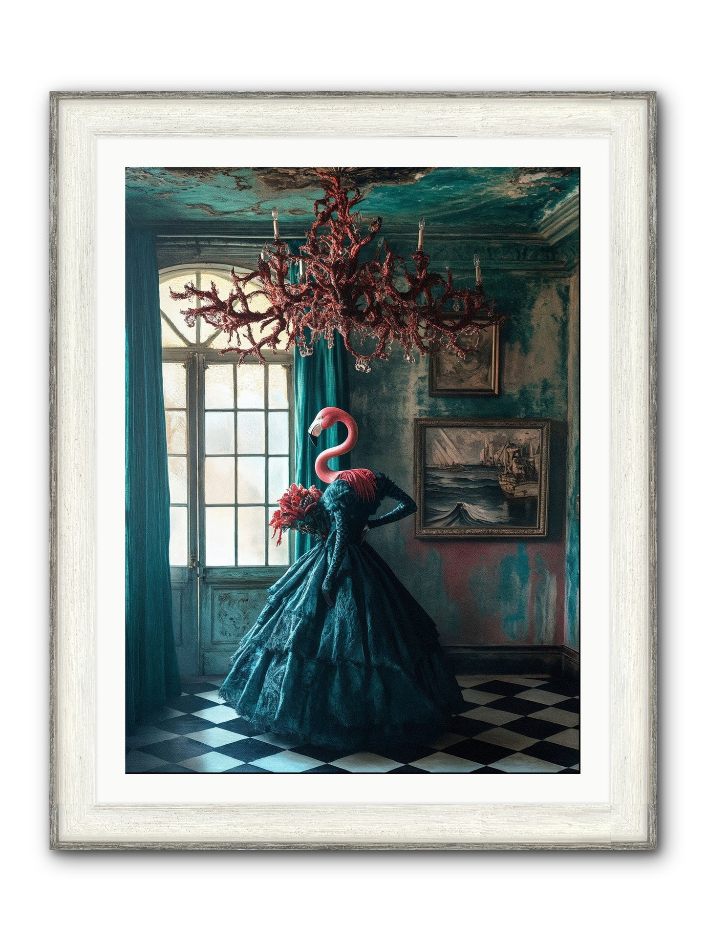 Ballrooms Below Sea Framed Print - Driftwood White 30x40