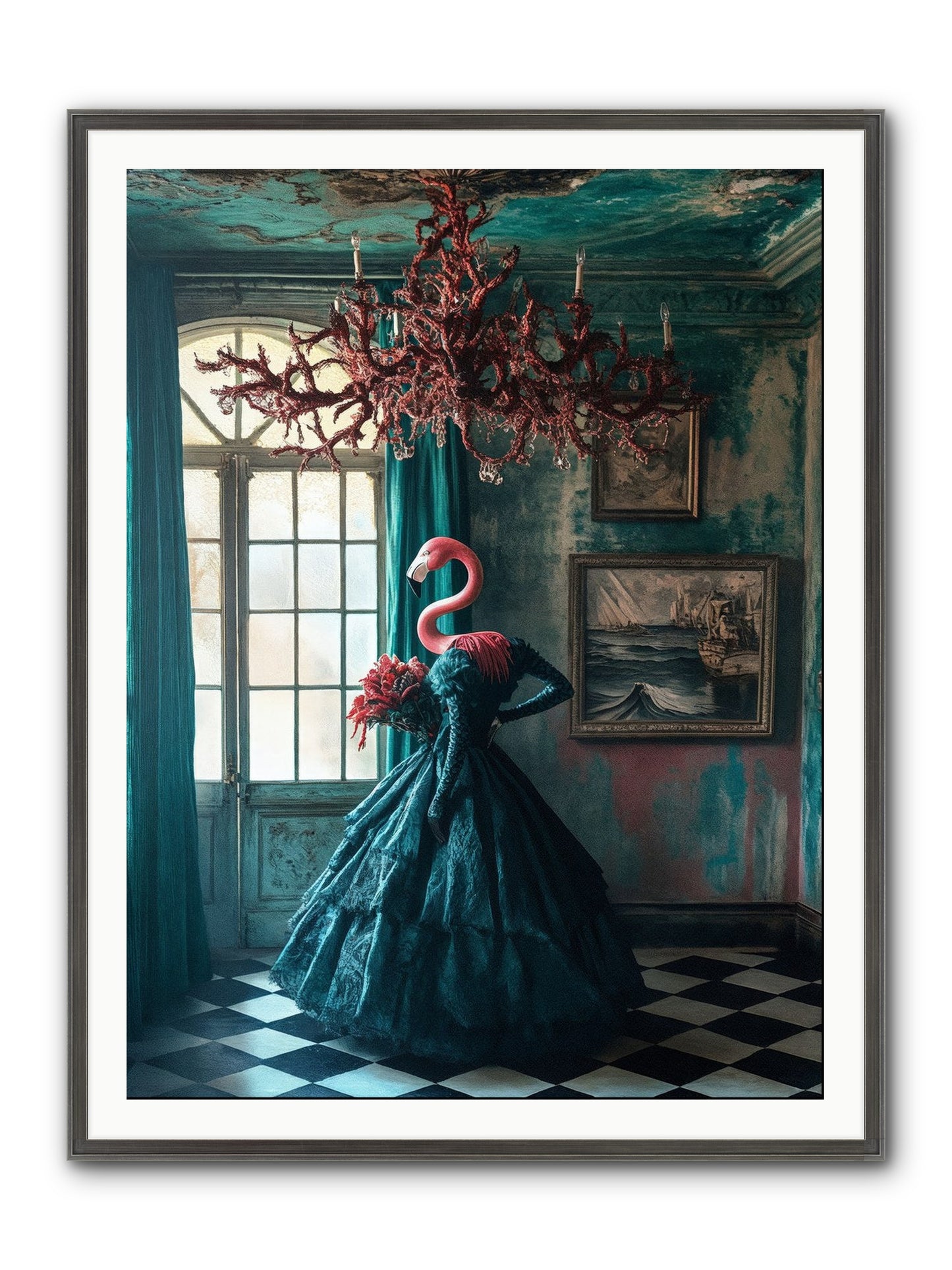 Ballrooms Below Sea Framed Print - Slimwoods Black/Silver 36x48