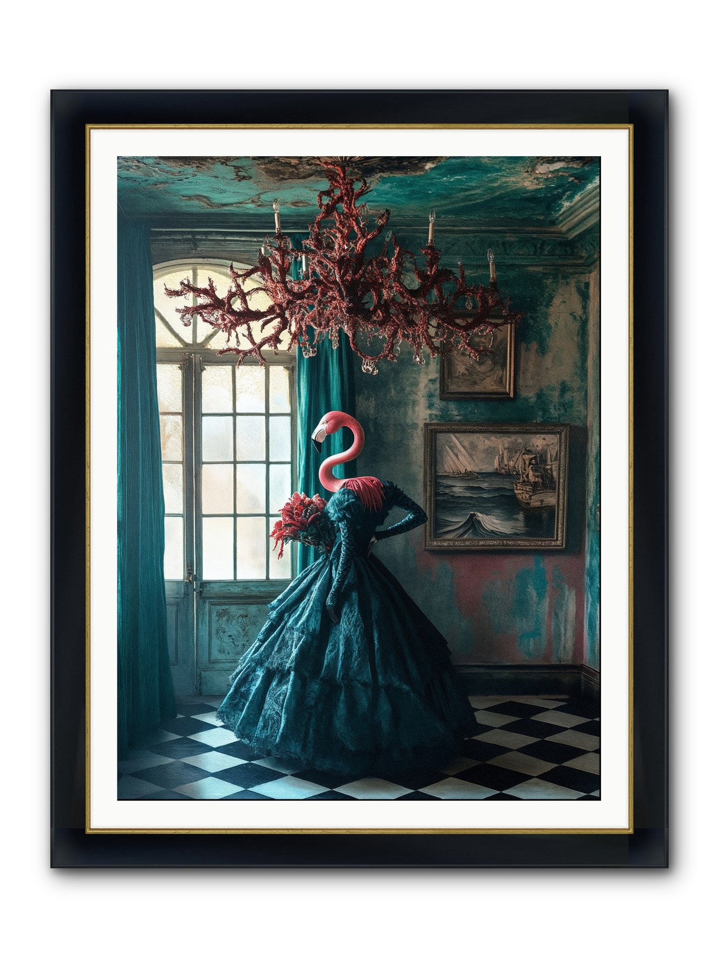 Ballrooms Below Sea Framed Print - Wide Black w/Gold 36x48