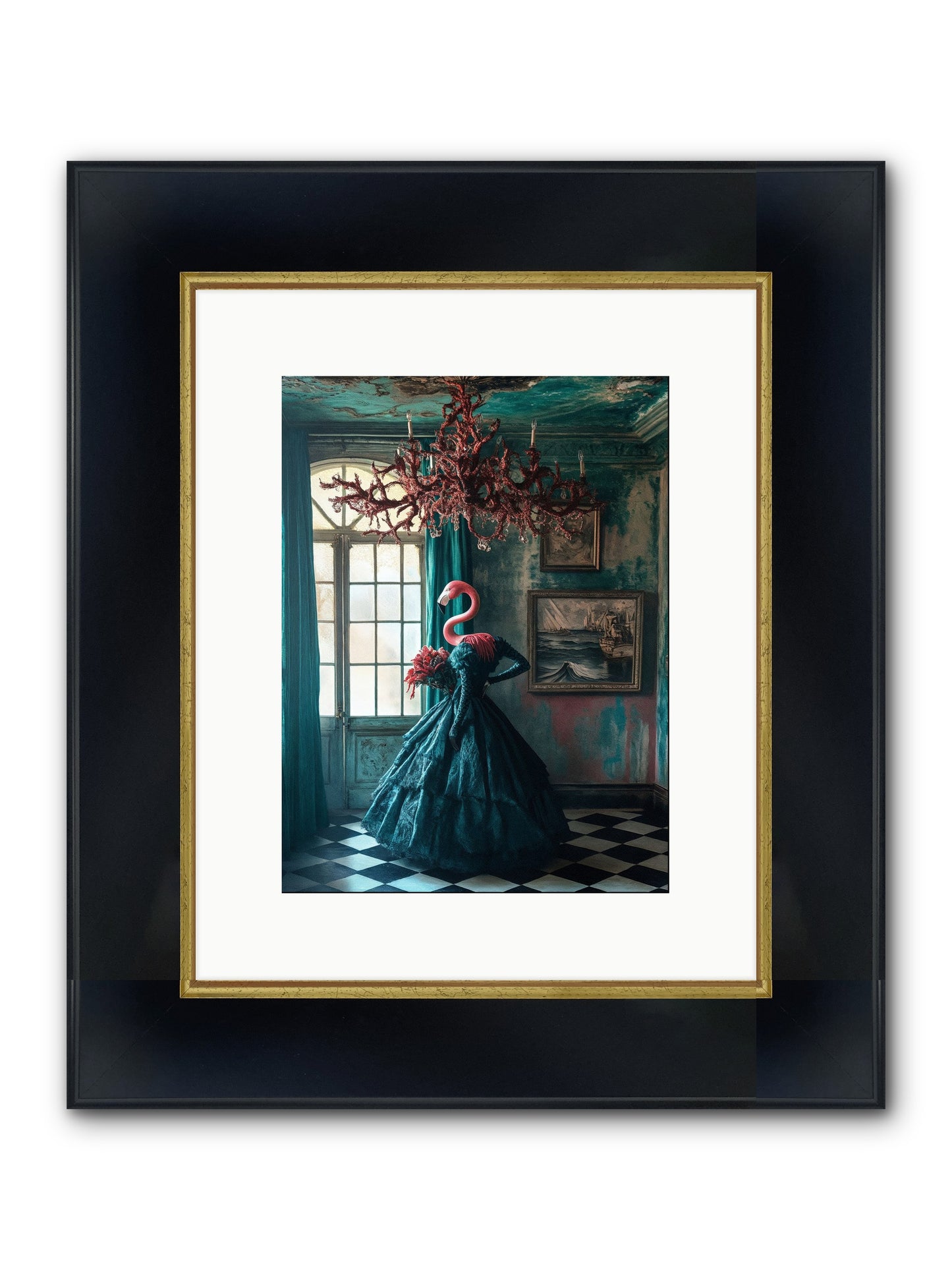 Ballrooms Below Sea Framed Print - Wide Black w/Gold 9x12